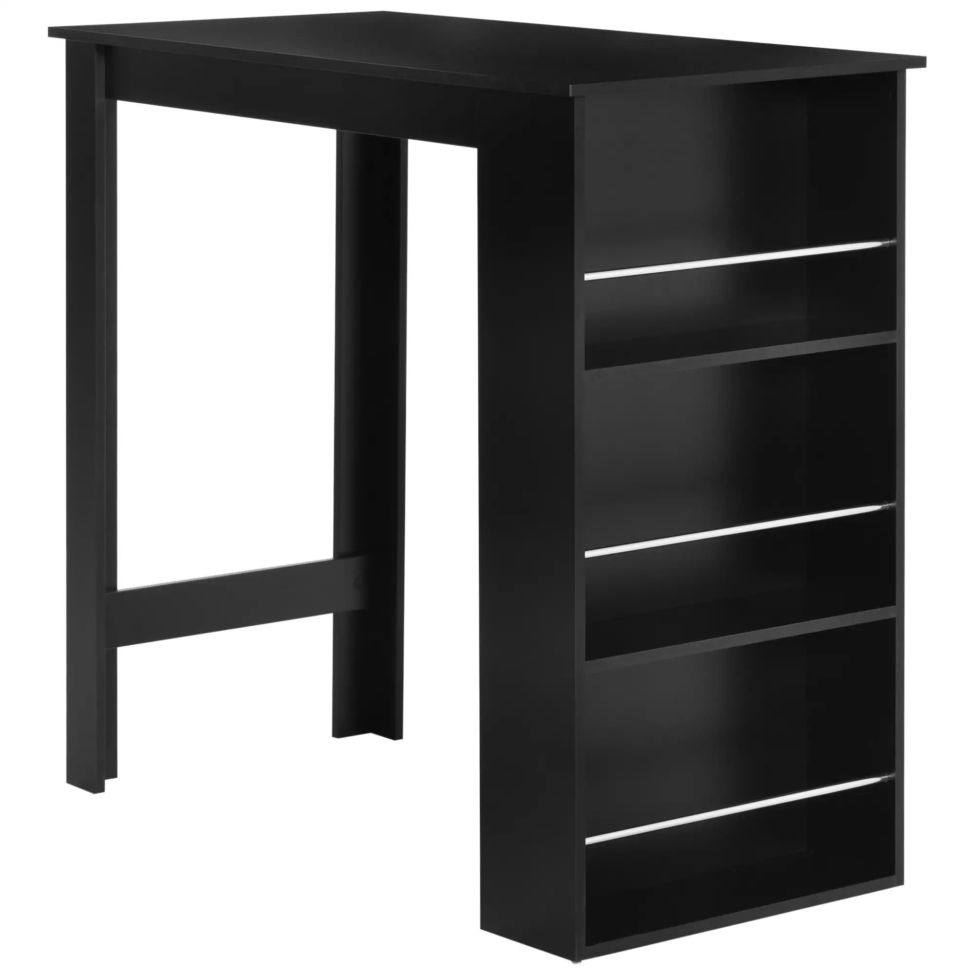 Modern Bar Table, Counter Height, 3 Storage Shelves, Black - Image 11