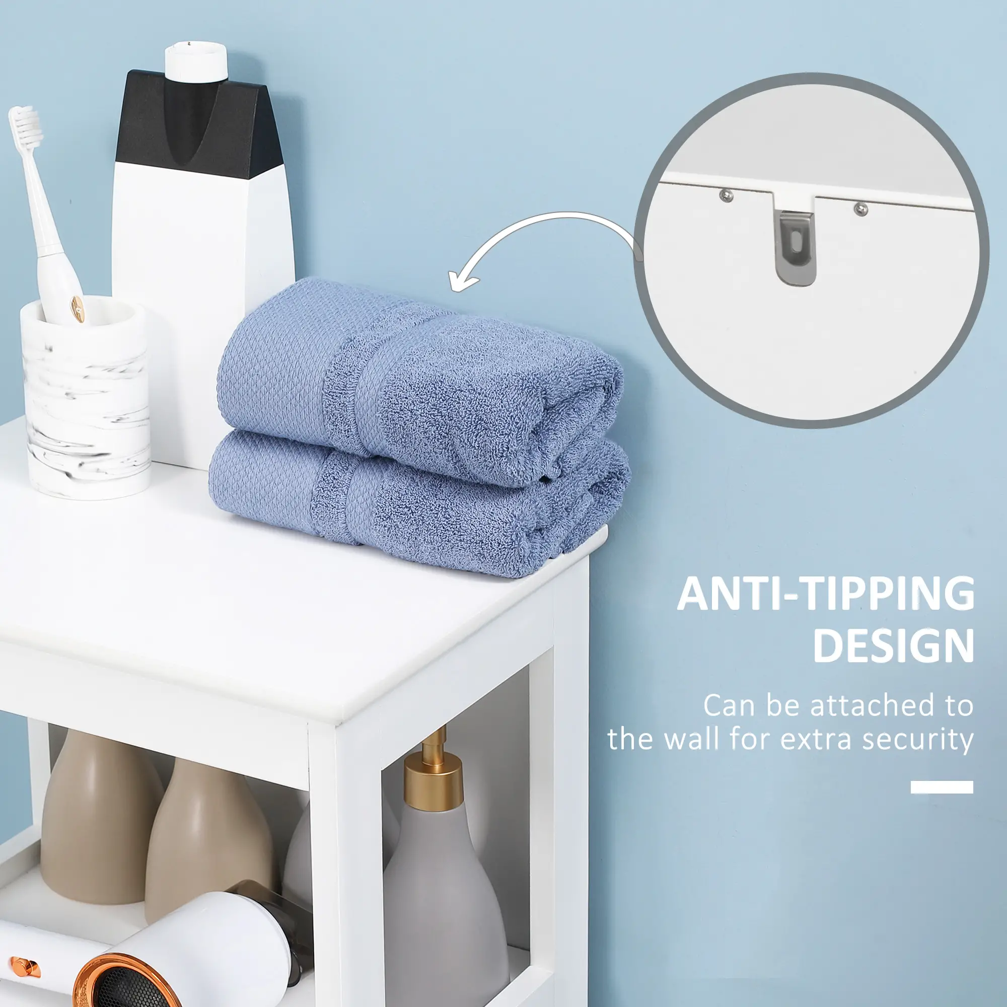 Modern Bathroom Floor Cabinet, Open Shelf, Freestanding Storage, White - Image 5