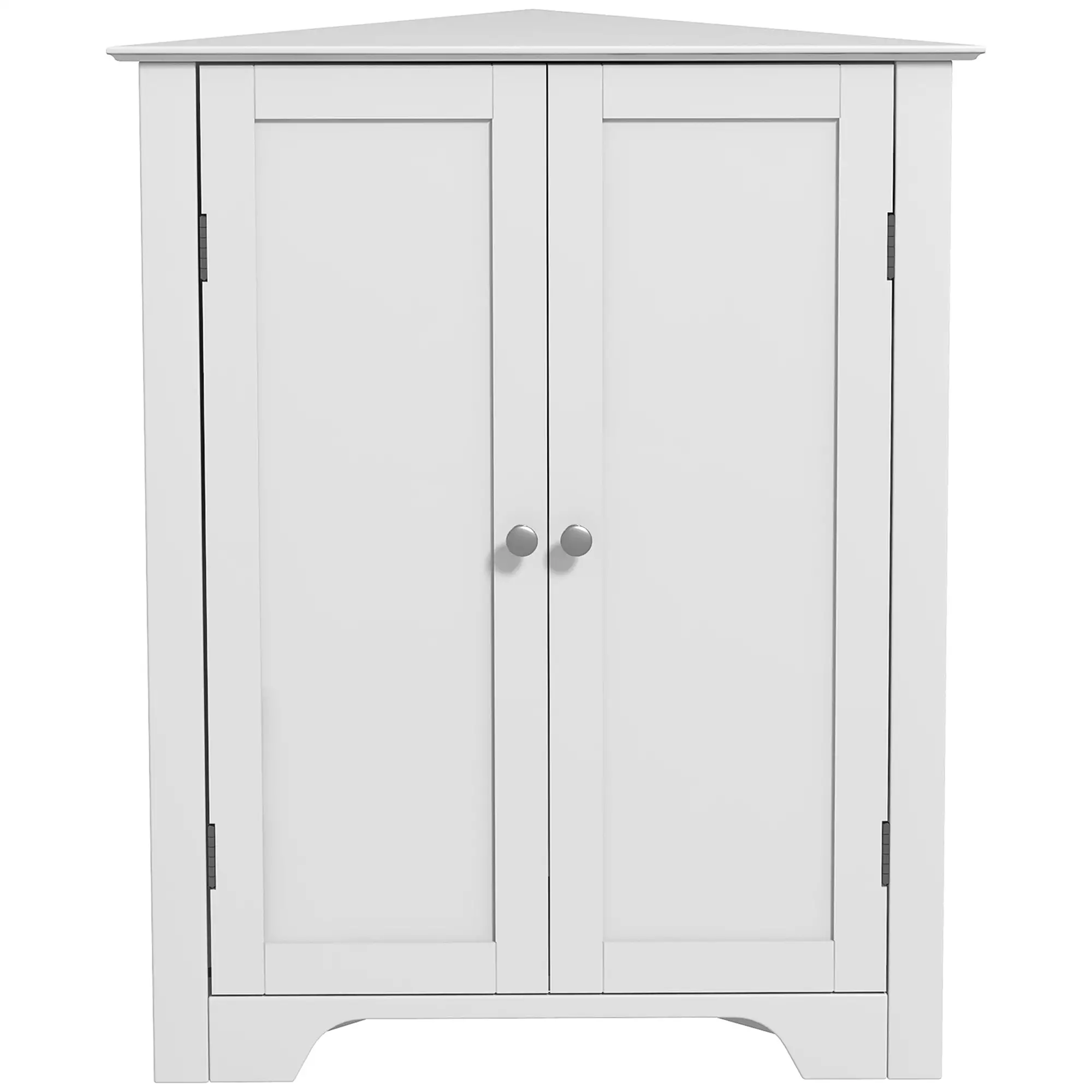 Modern Bathroom Storage Cabinet, Corner with Doors, Adjustable Shelf, White - Image 11