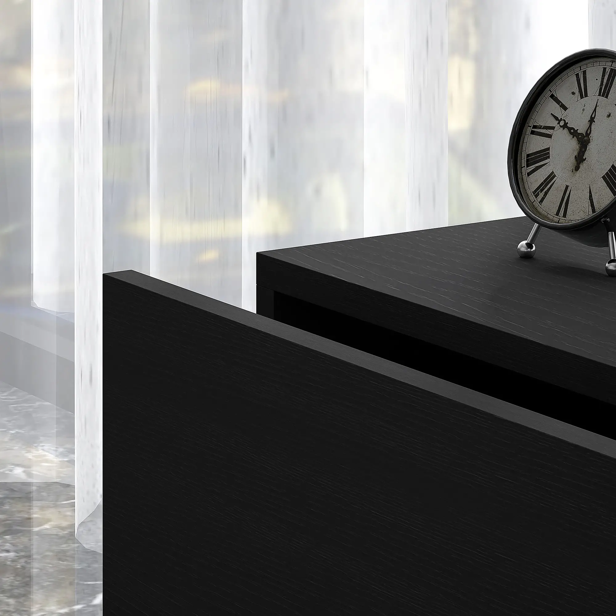 Modern Bedside Table with Charging Station, LED Light, USB Ports, Black - Image 11
