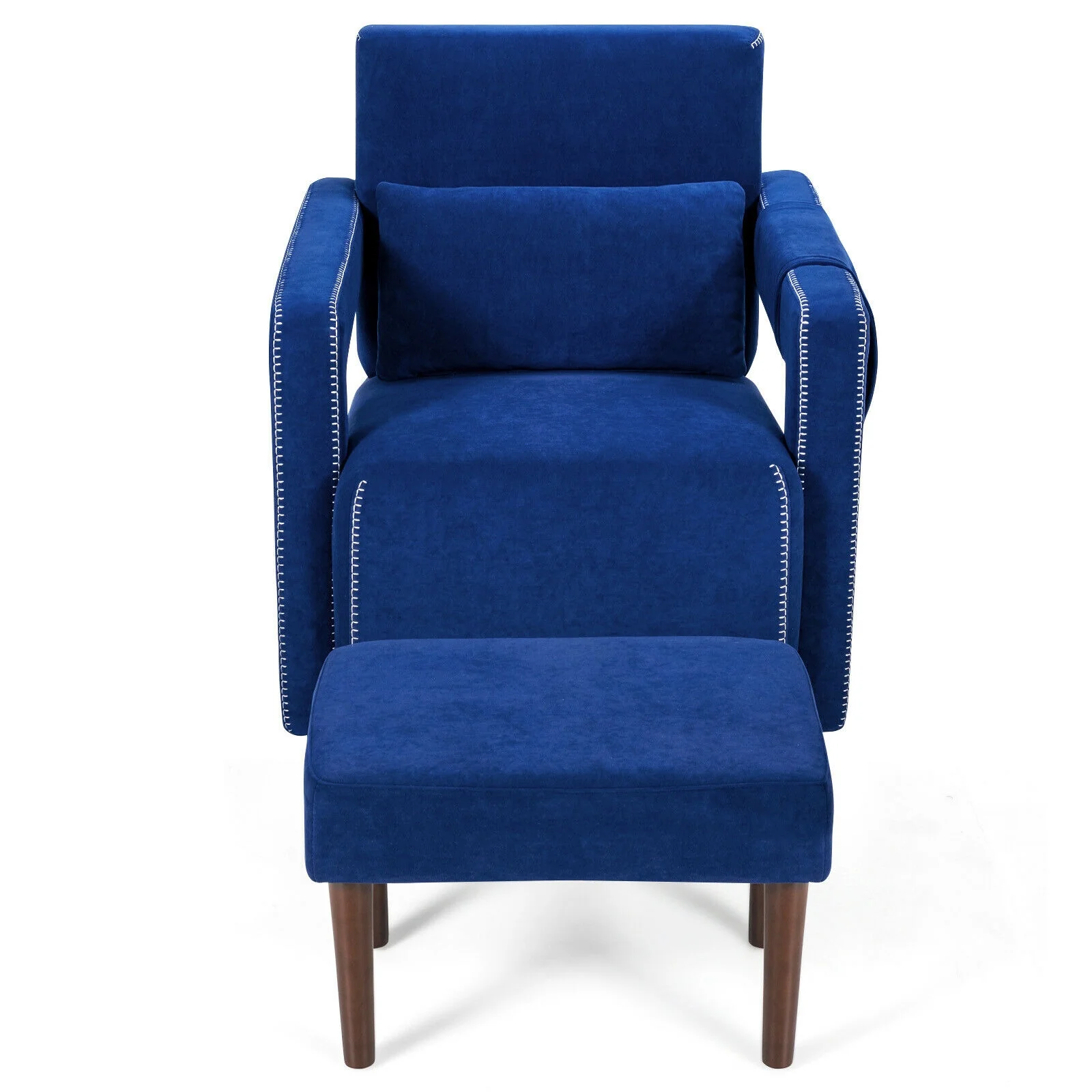 Modern Berber Fleece Single Sofa Chair, Ottoman, Waist Pillow, Blue - Image 5