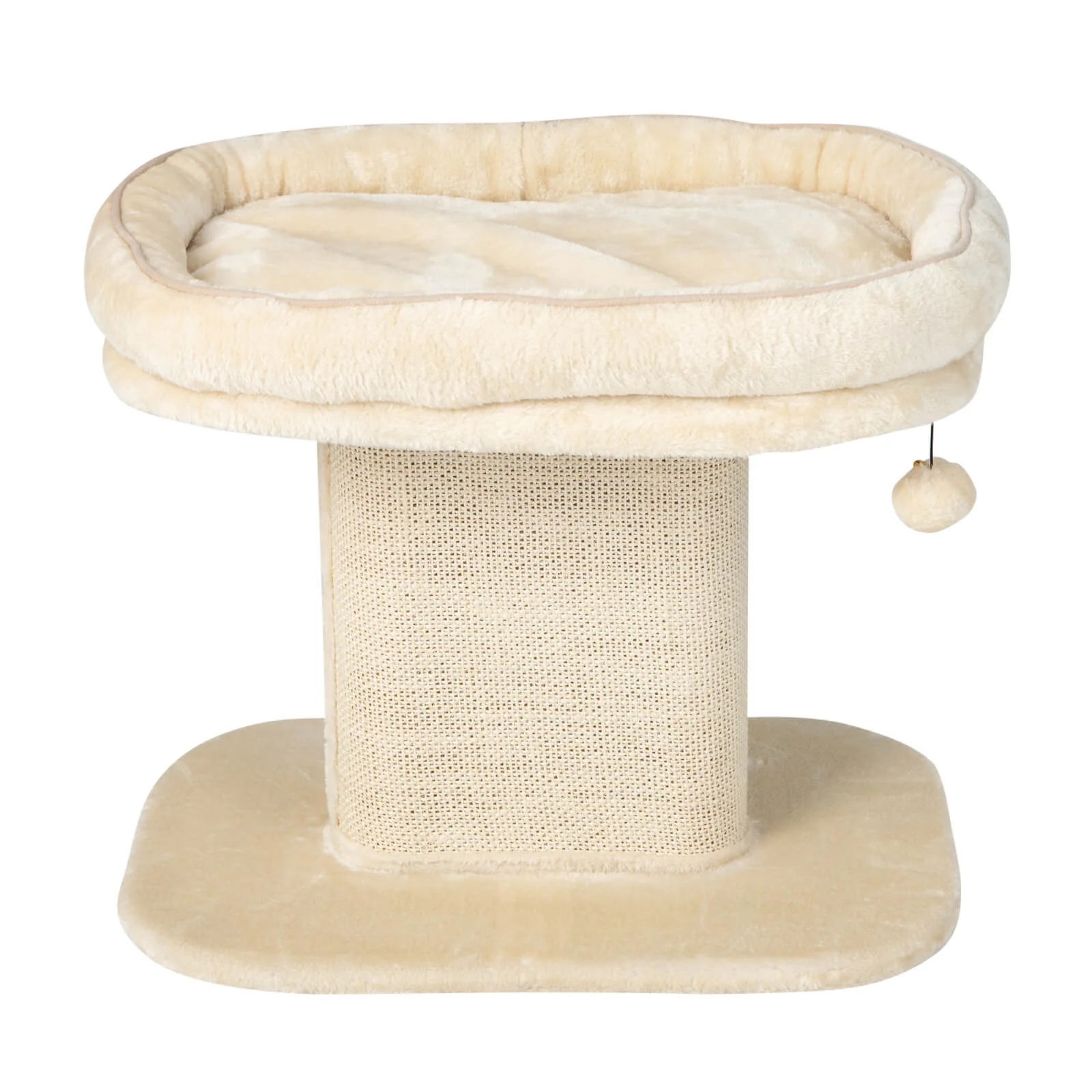 Modern Cat Tree Tower, Large Plush Perch, Sisal Scratching Plate, Beige