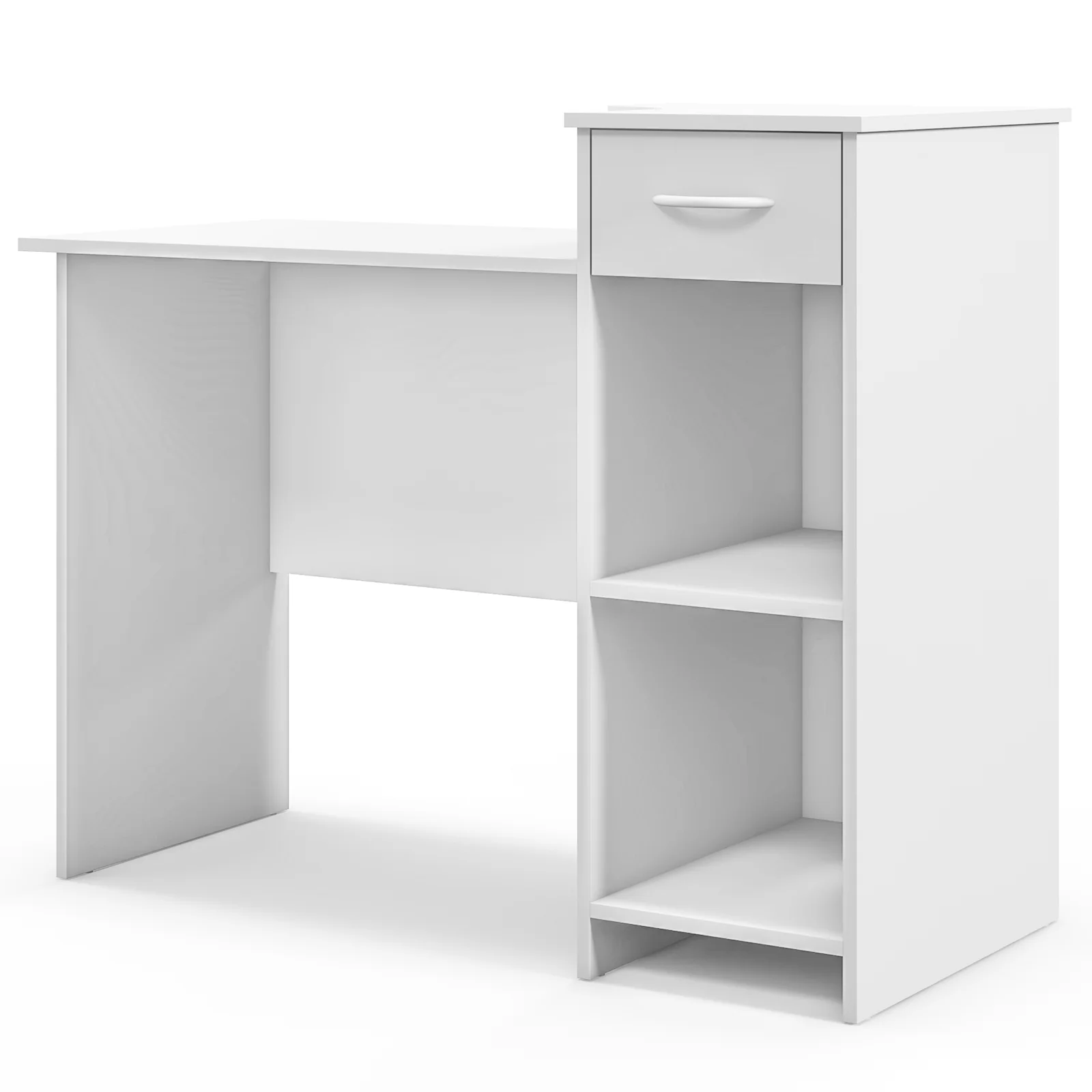 Modern Computer Desk With Adjustable Shelf, Cable Hole, White - Image 8