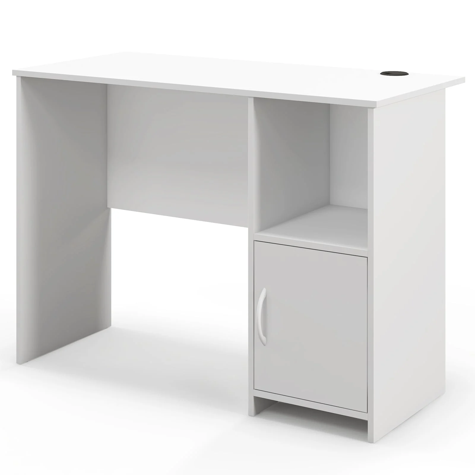 Modern Computer Desk With Cabinet, White - Image 4