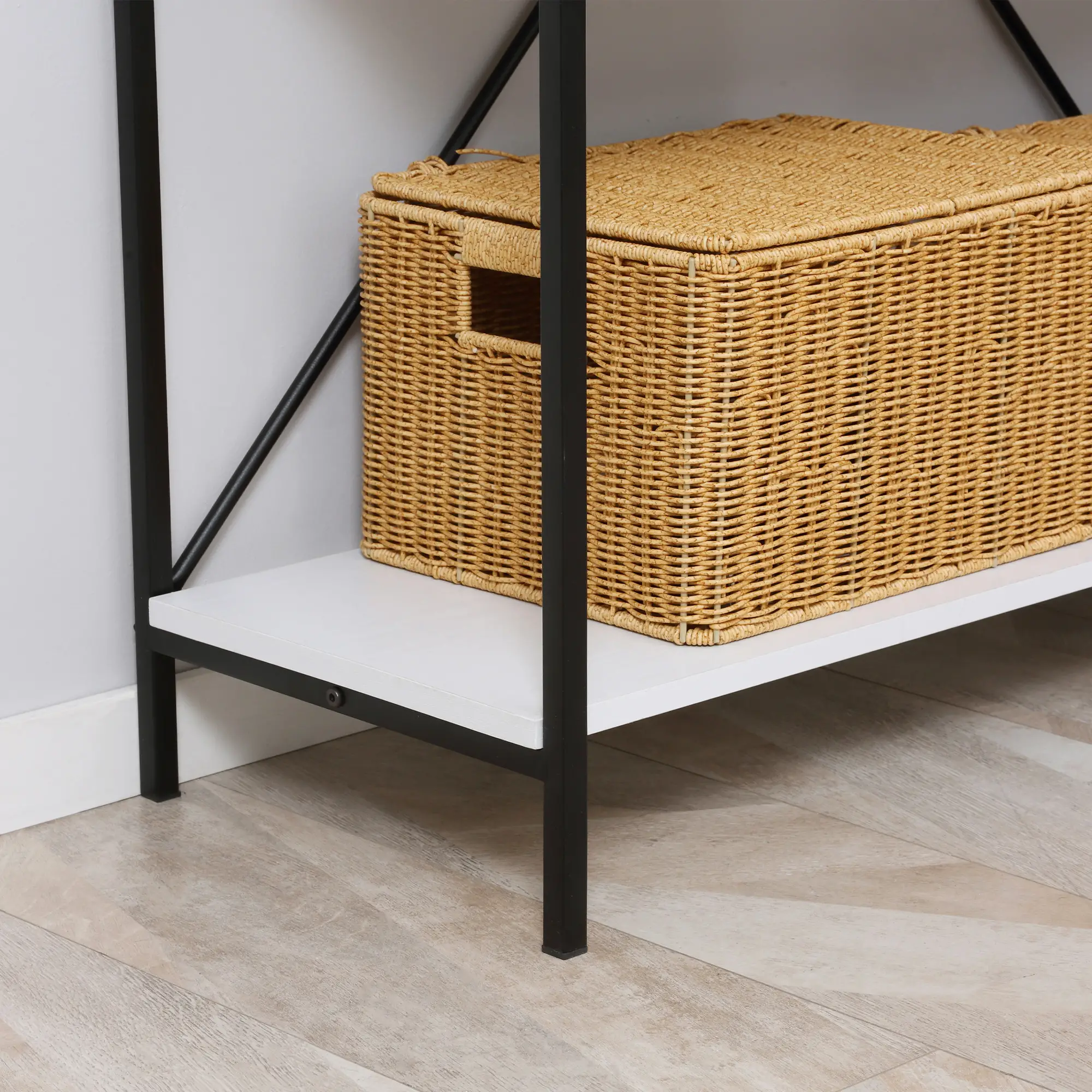 Modern Console Table with 2 Drawers, 2 Tier Entryway Table with Shelf, White - Image 10