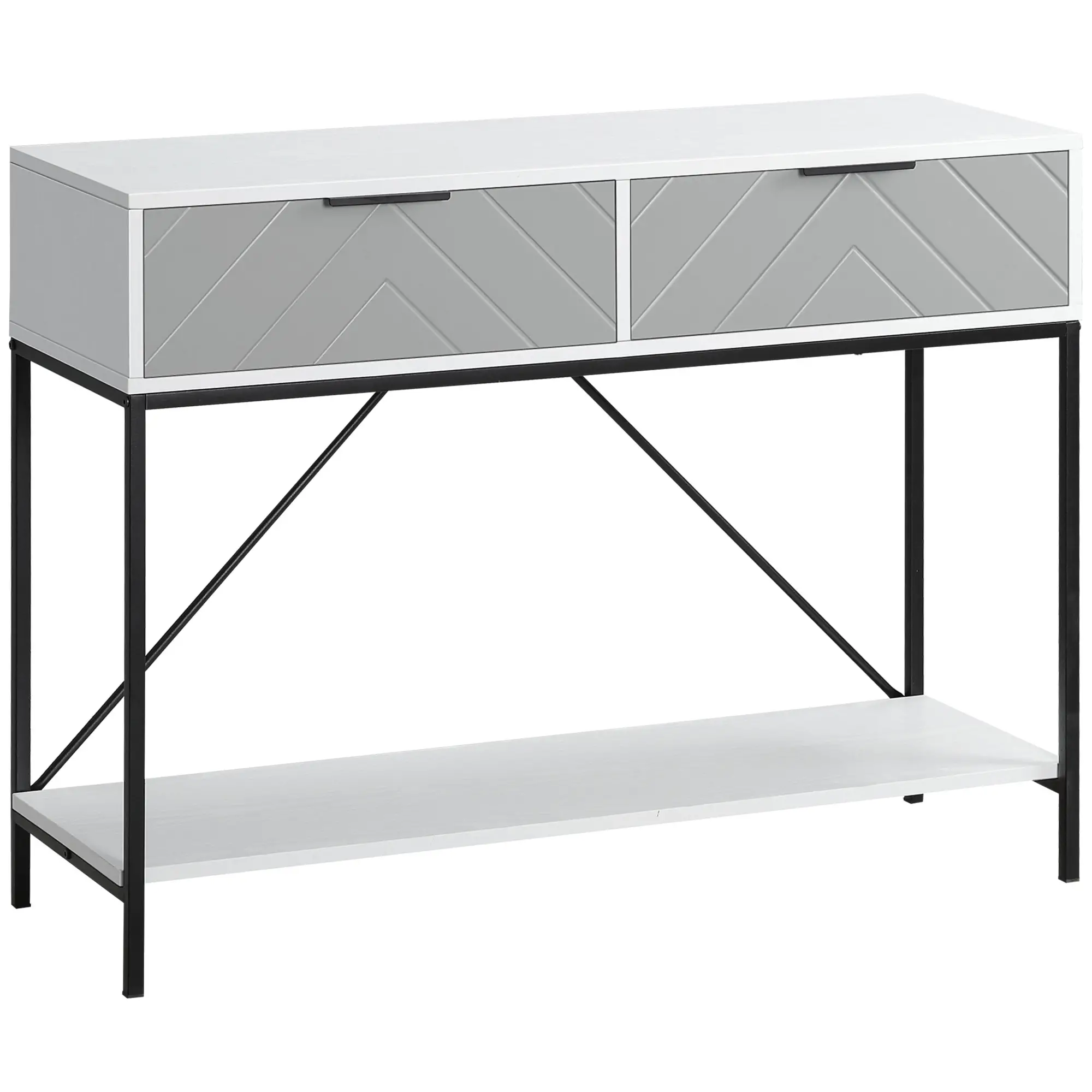 Modern Console Table with 2 Drawers, 2 Tier Entryway Table with Shelf, White - Image 11