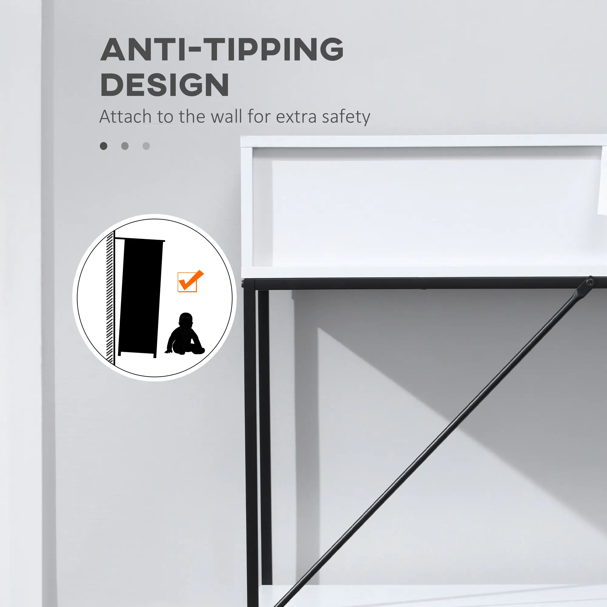 Modern Console Table with 2 Drawers, 2 Tier Entryway Table with Shelf, White - Image 6