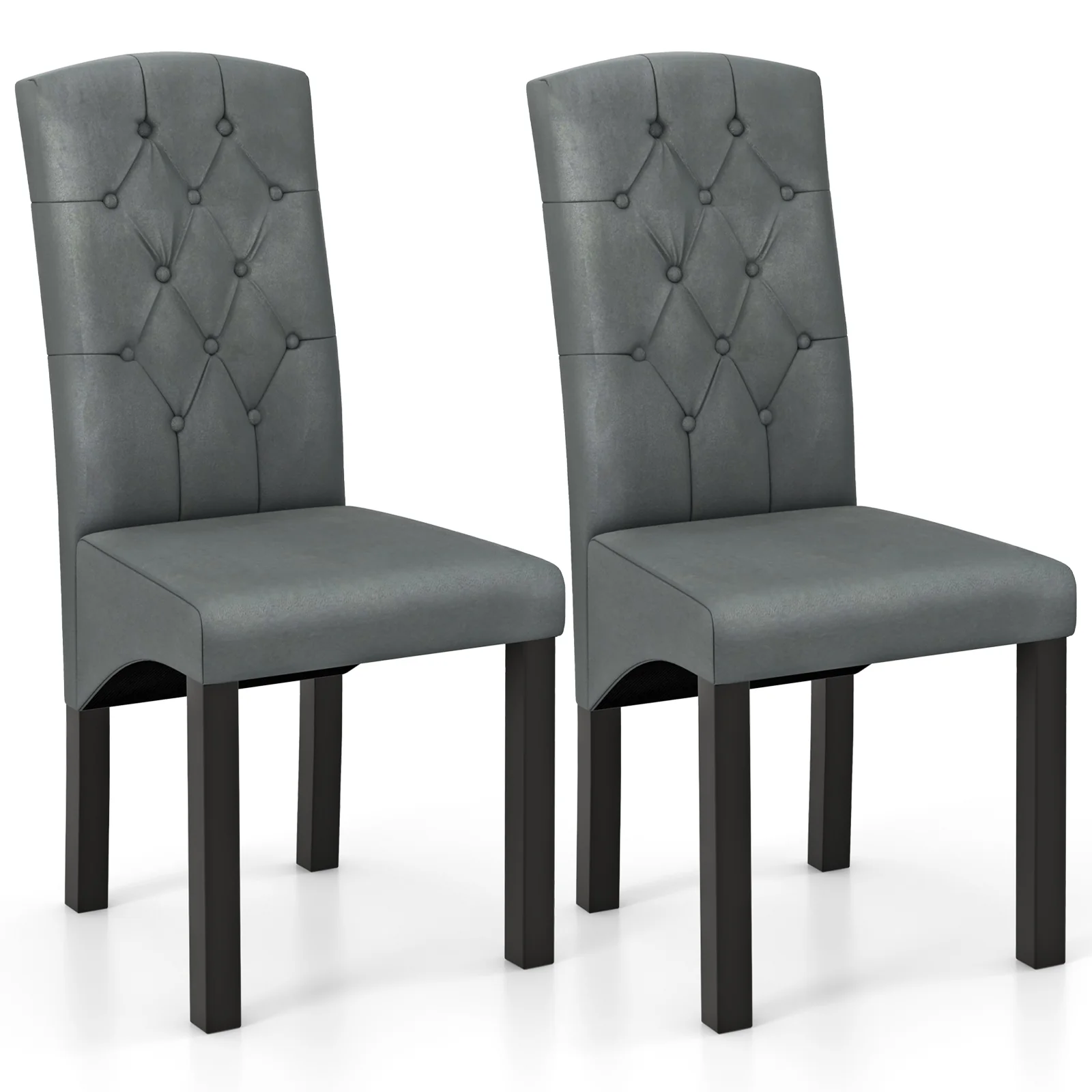 Modern Dining Chair, High Backrest, High-Density Sponge Cushion, Dark Gray