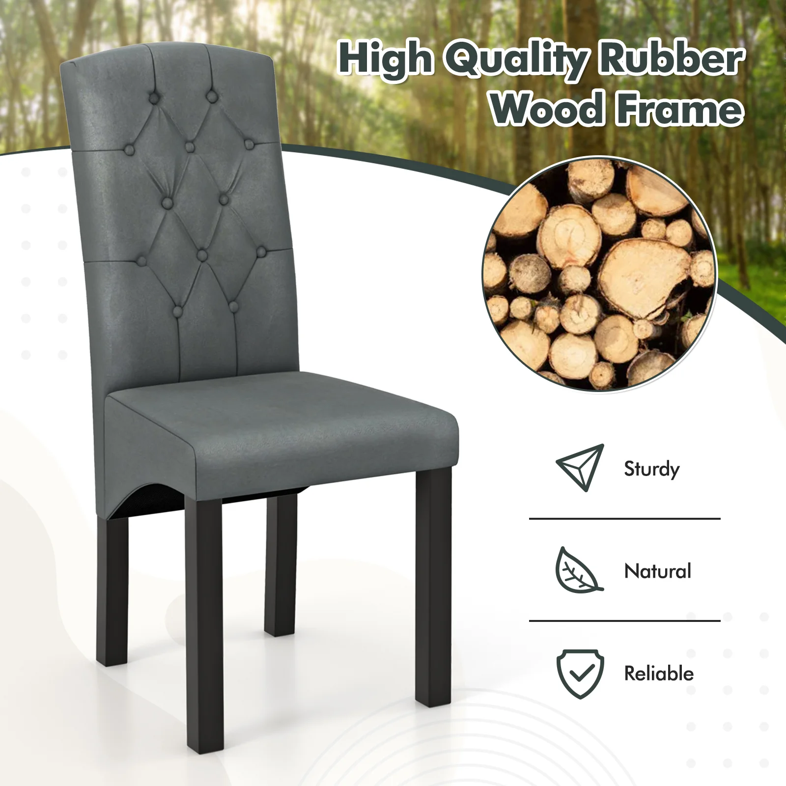 Modern Dining Chair, High Backrest, High-Density Sponge Cushion, Dark Gray - Image 7