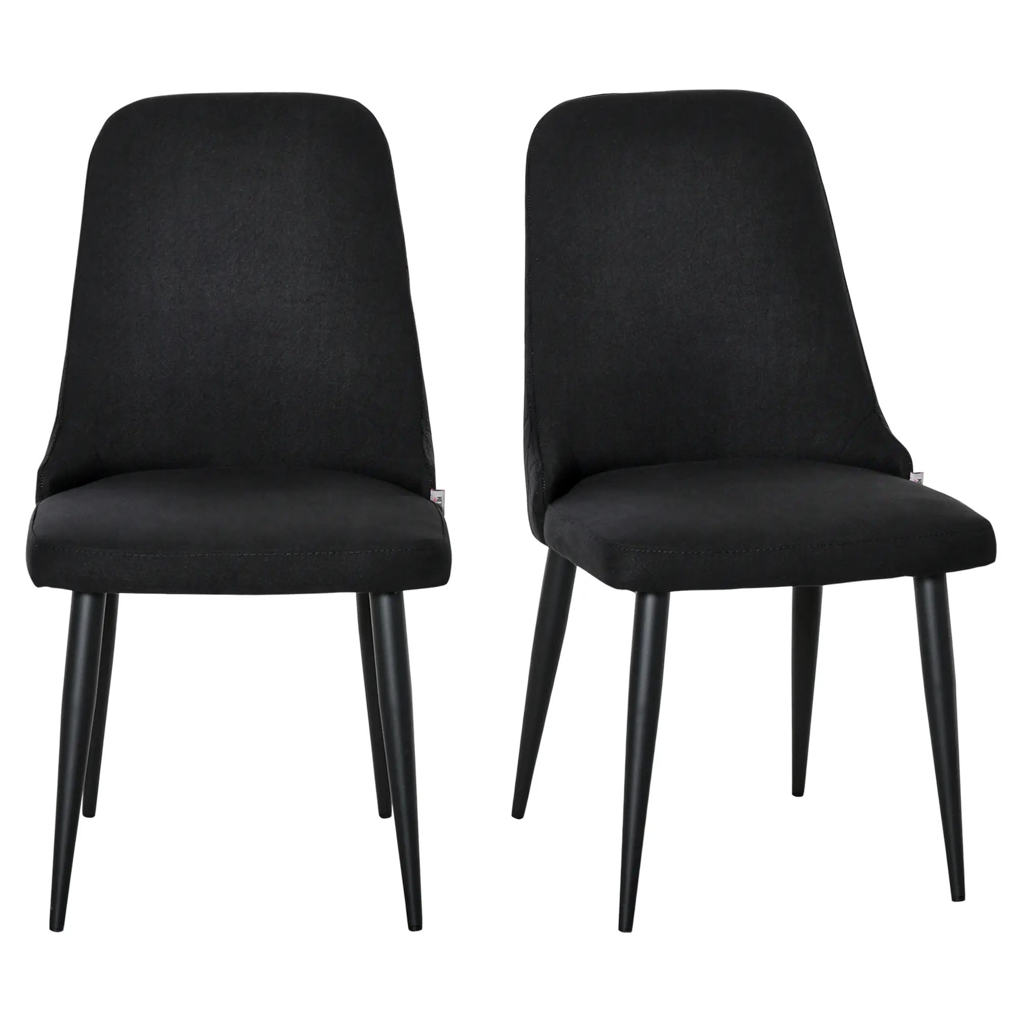 Modern Dining Chair Set of 2, Fabric Upholstered, Metal Legs, Black - Image 11