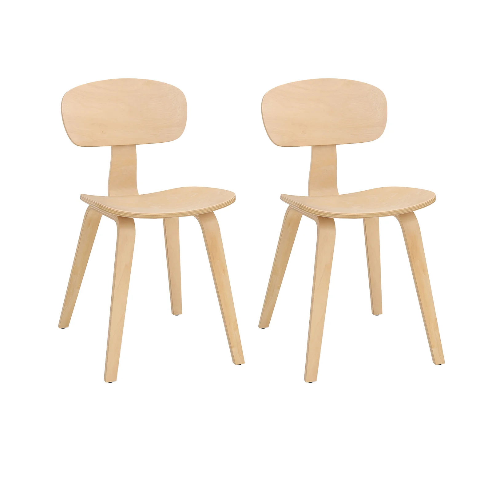Modern Dining Chair Set of 2, Wide Seat, Natural
