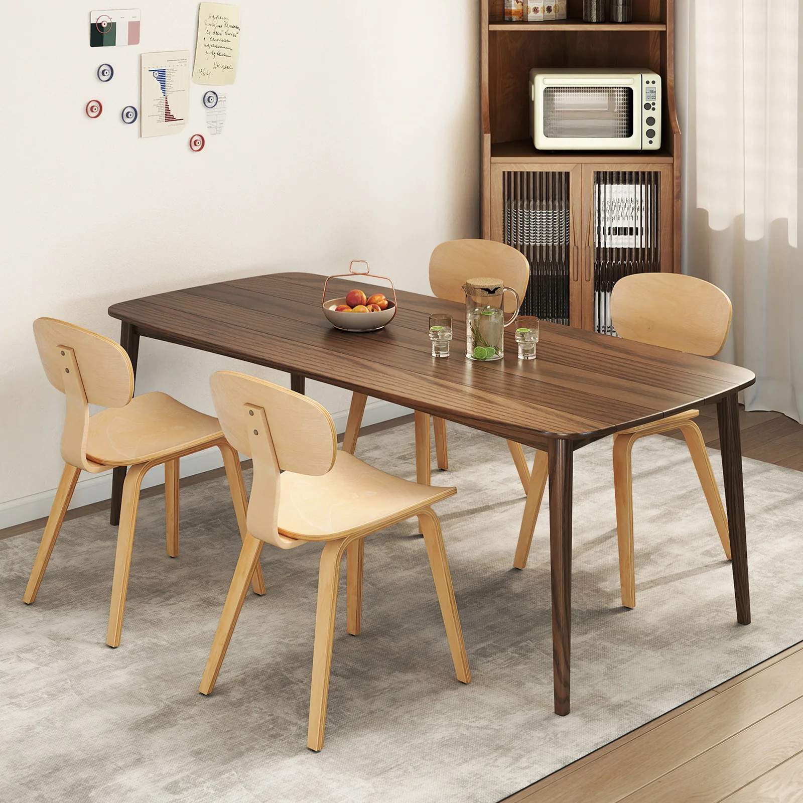 Modern Dining Chair Set of 4 with Wide Seat, Natural - Image 2