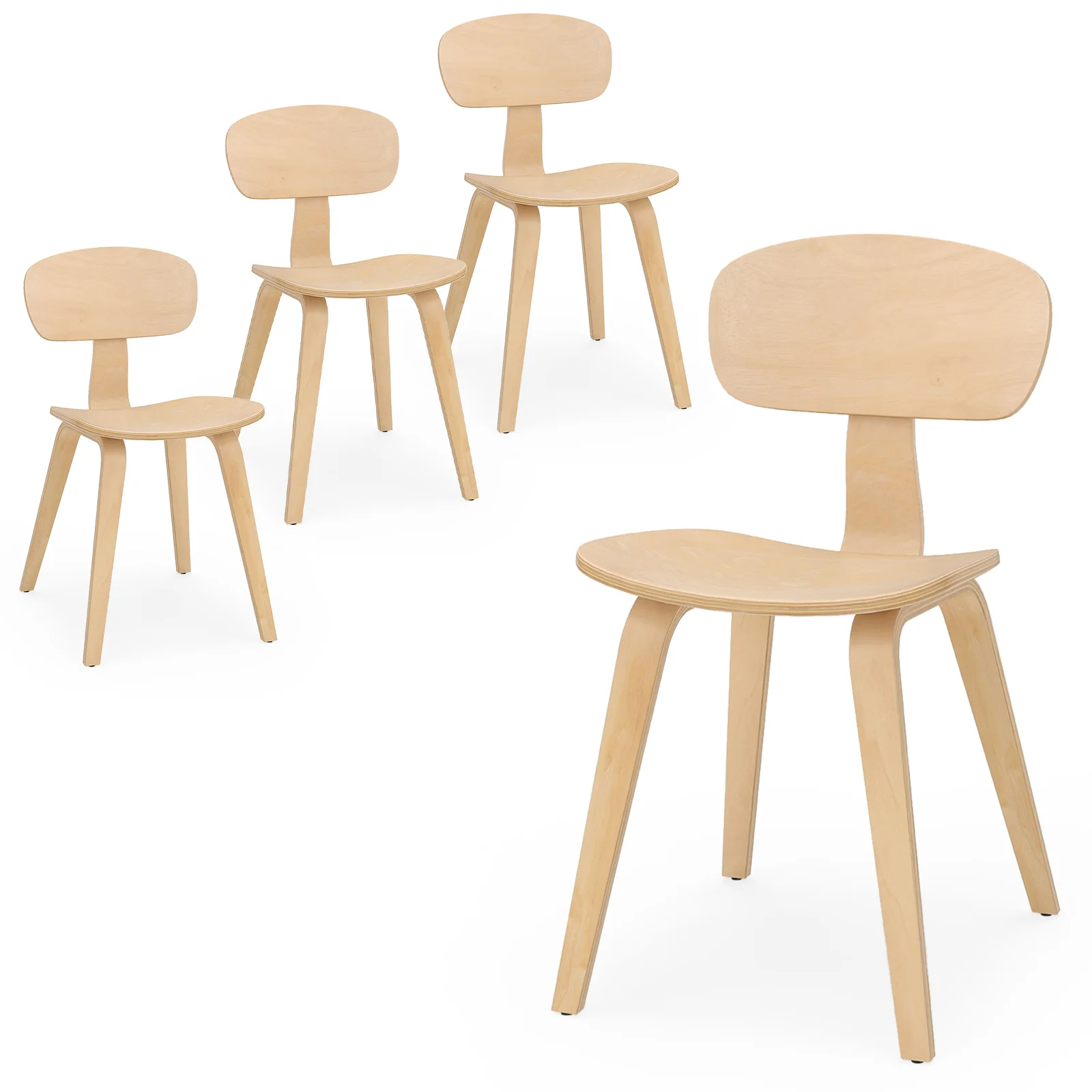 Modern Dining Chair Set of 4 with Wide Seat, Natural - Image 4