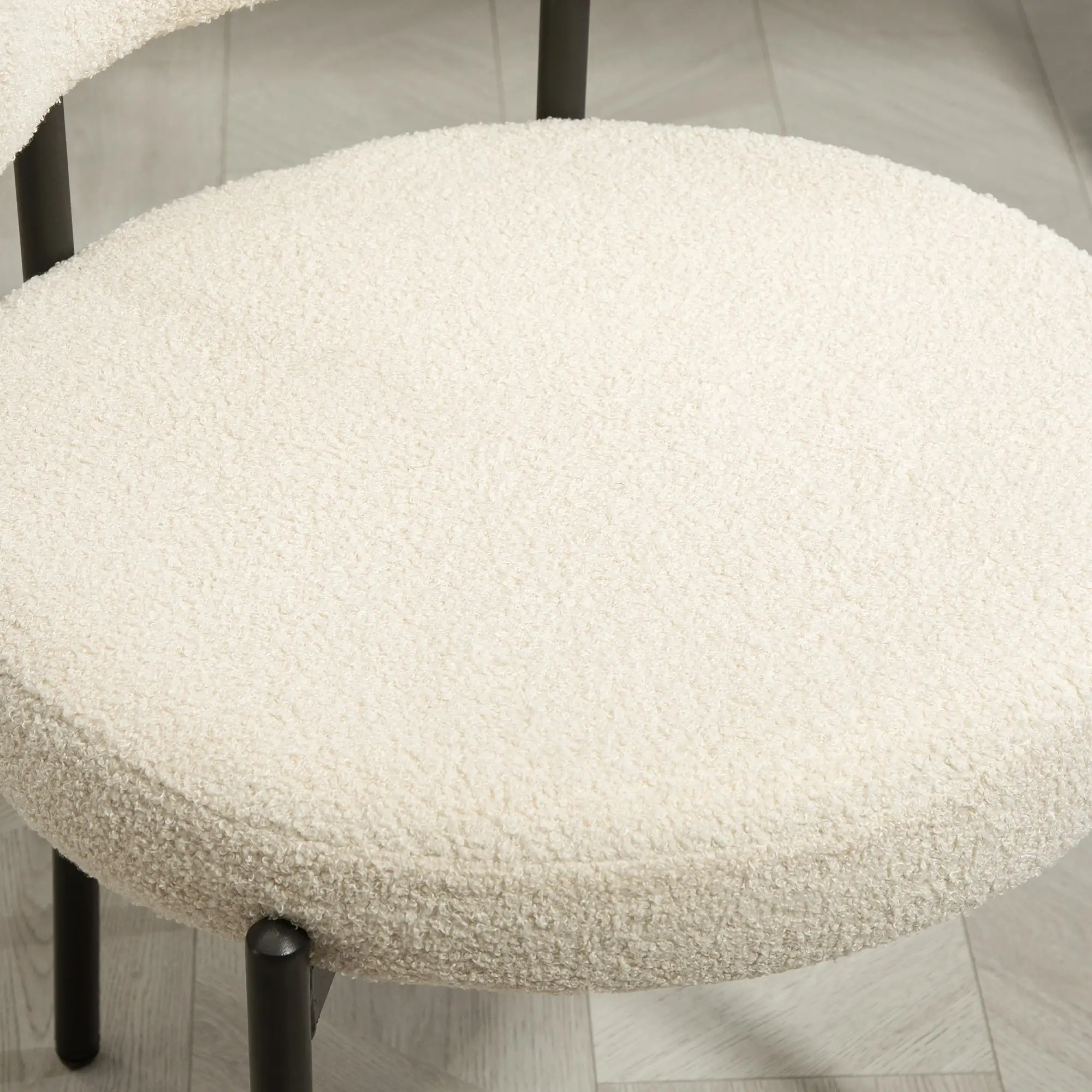Modern Dining Chairs, Berber Fleece Upholstery, Steel Legs, Beige - Image 10