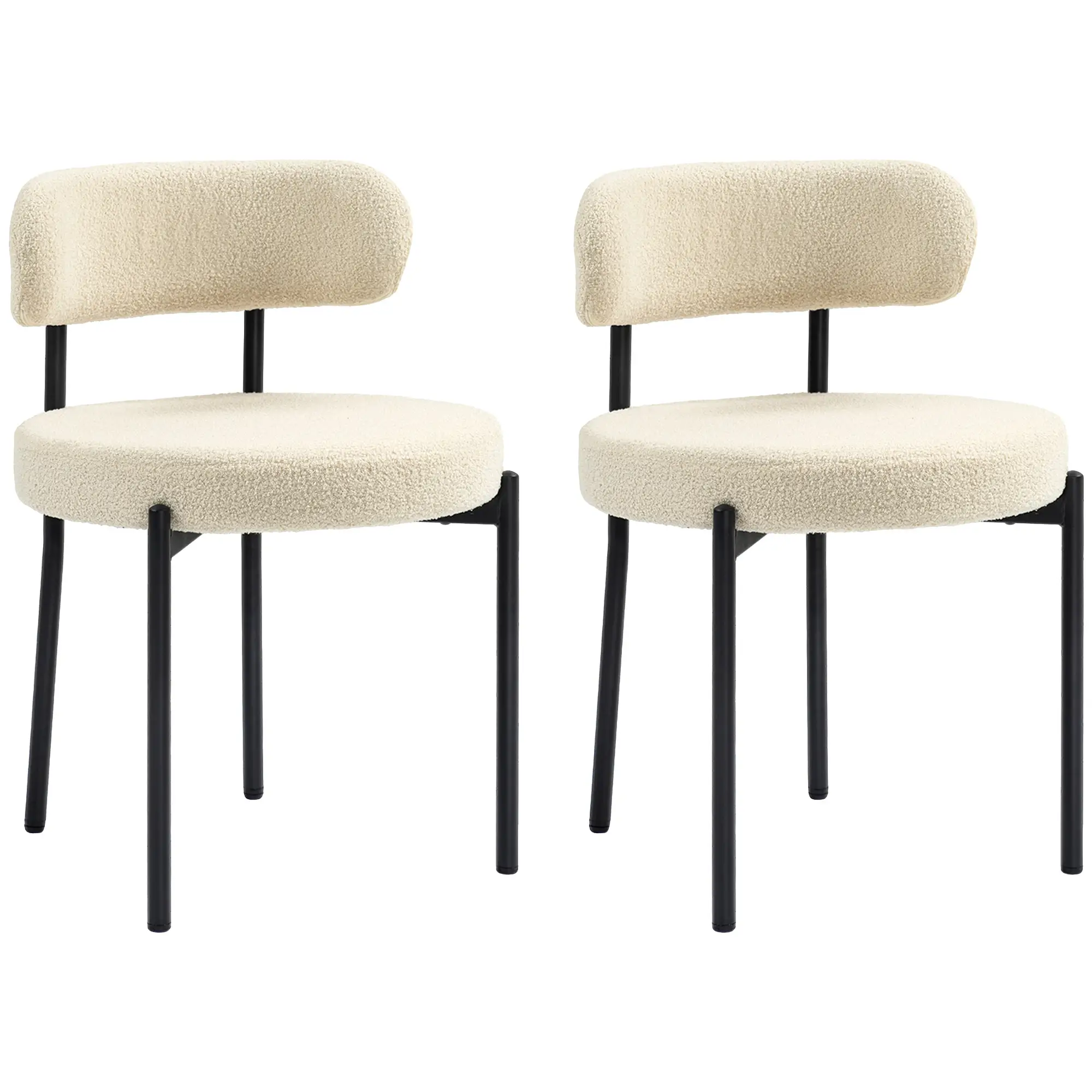 Modern Dining Chairs, Berber Fleece Upholstery, Steel Legs, Beige - Image 11