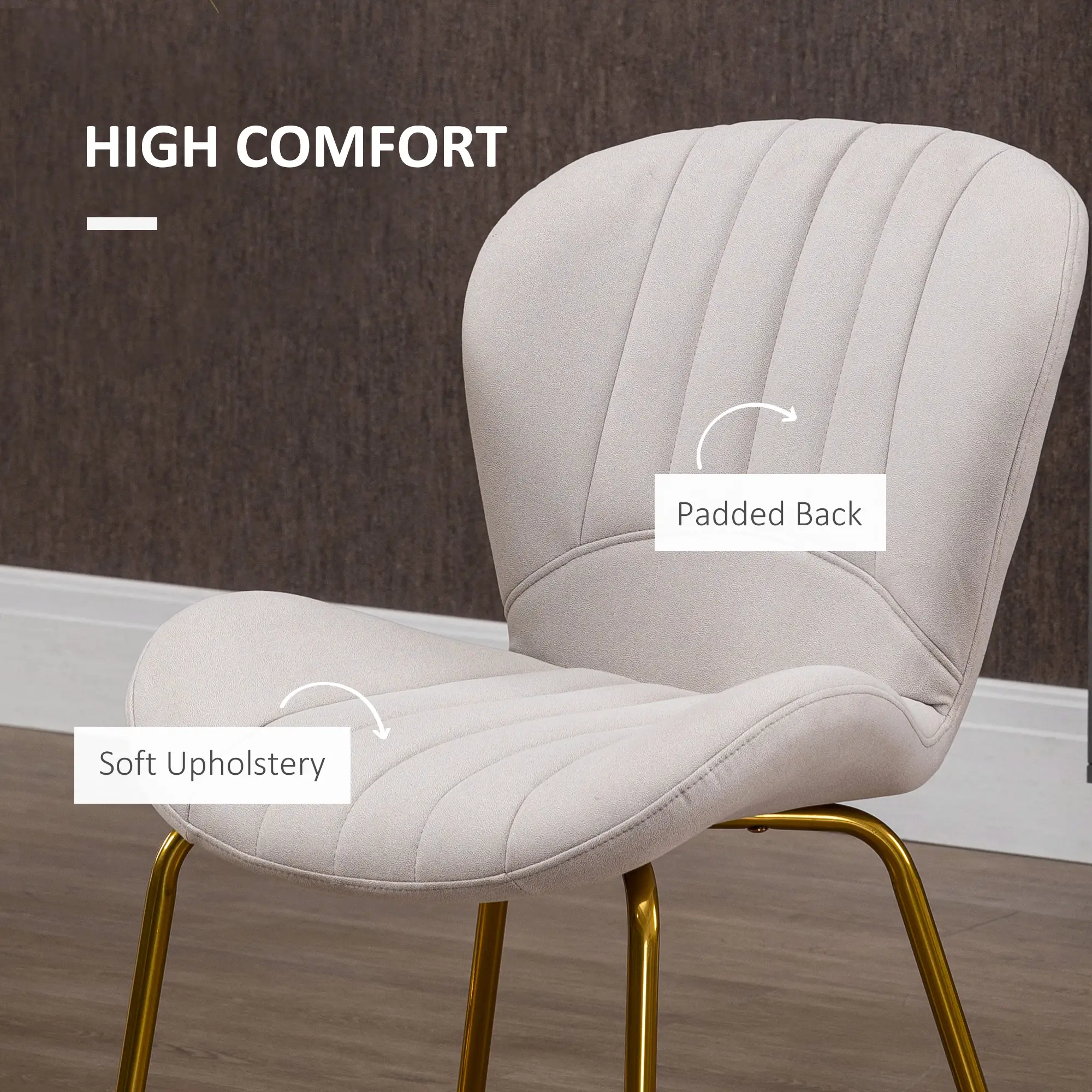 Modern Dining Chairs Set of 2, Cushioned Backrest, Cream White - Image 5