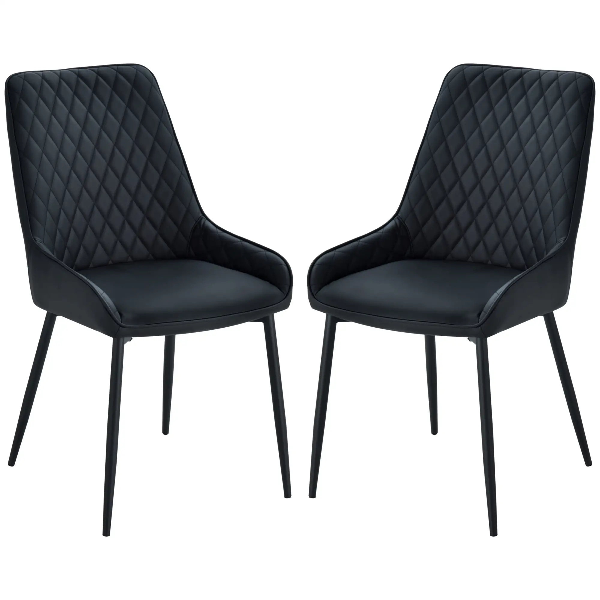 Modern Dining Chairs Set of 2, PU Leather, Metal Legs, Black - Image 11