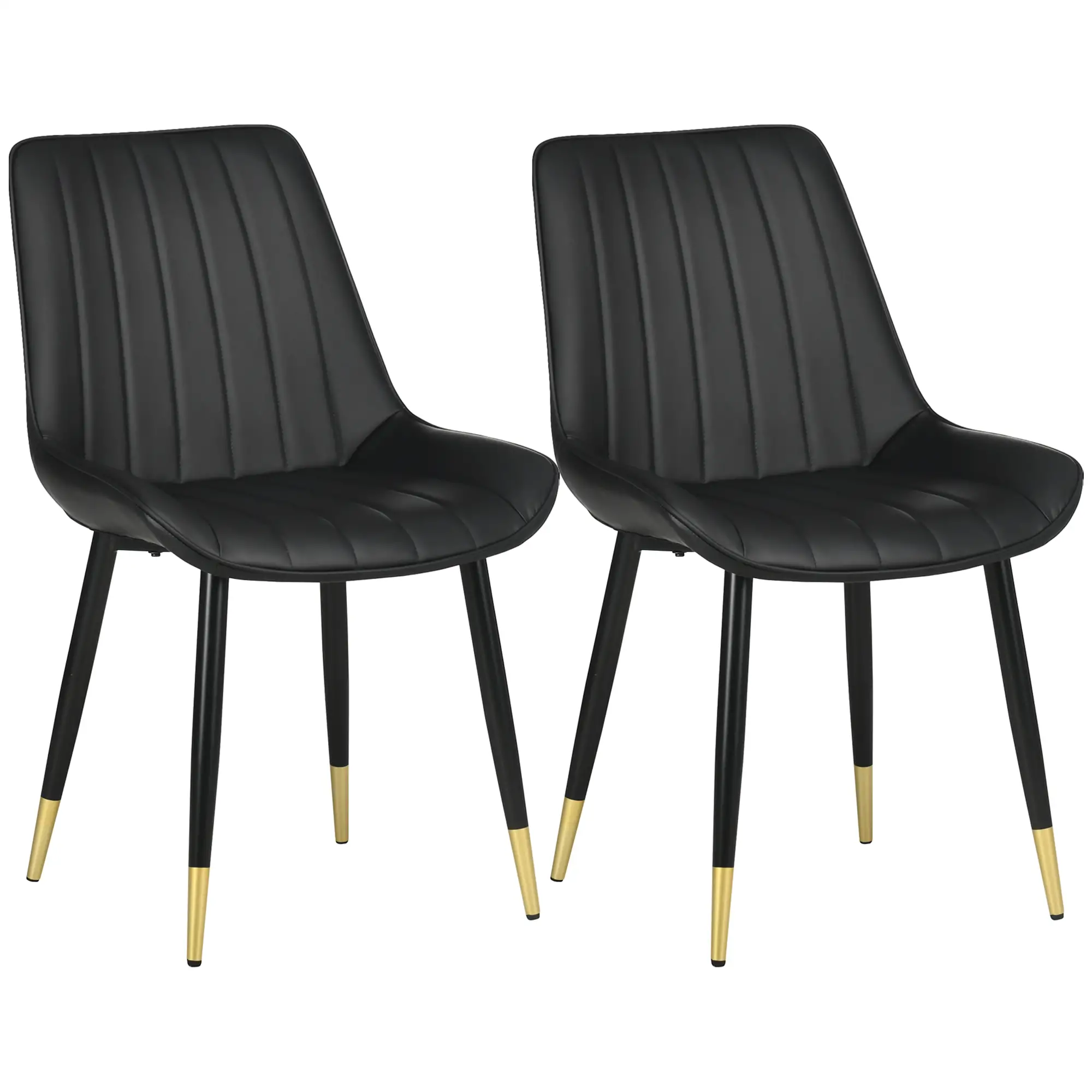 Modern Dining Chairs Set of 2, PU Leather Upholstery, Steel Legs, Black - Image 11