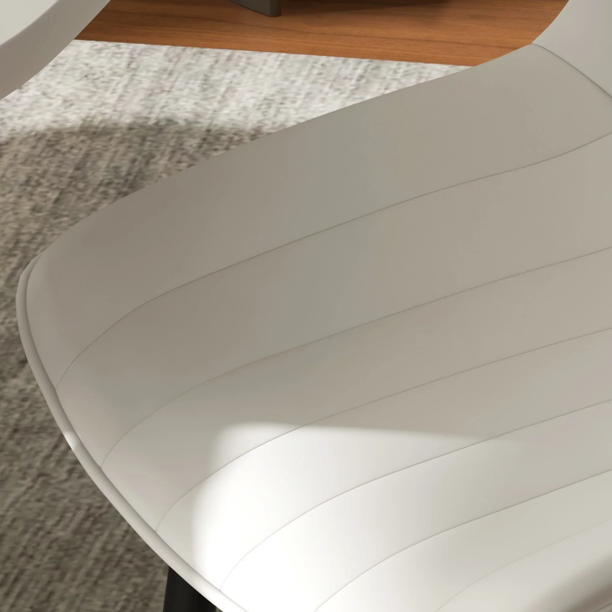Modern Dining Chairs Set of 2, PU Leather Upholstery, Steel Legs, Cream - Image 10