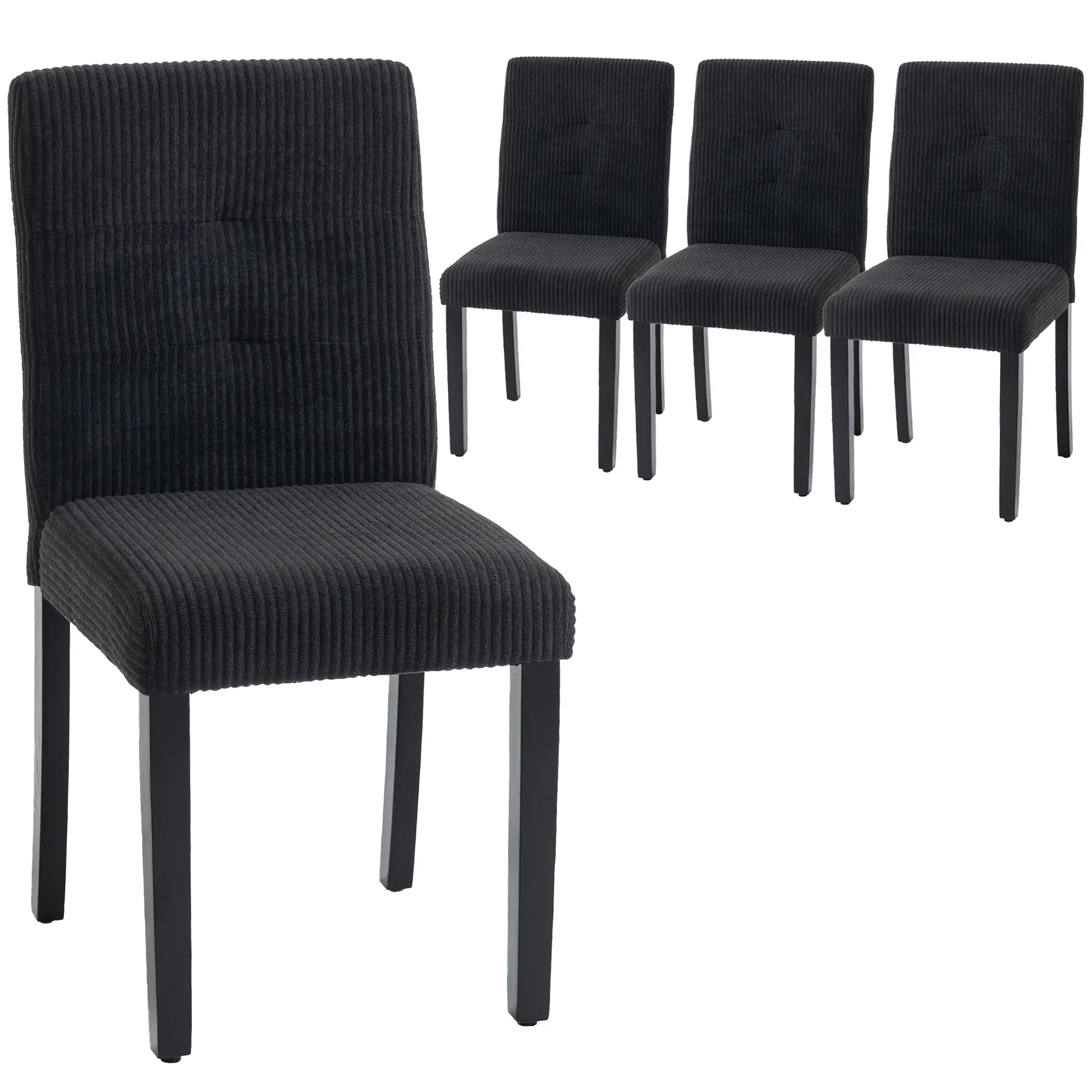 Modern Dining Chairs Set Of 4, Rubberwood Legs, Padded Seat, Black - Image 11
