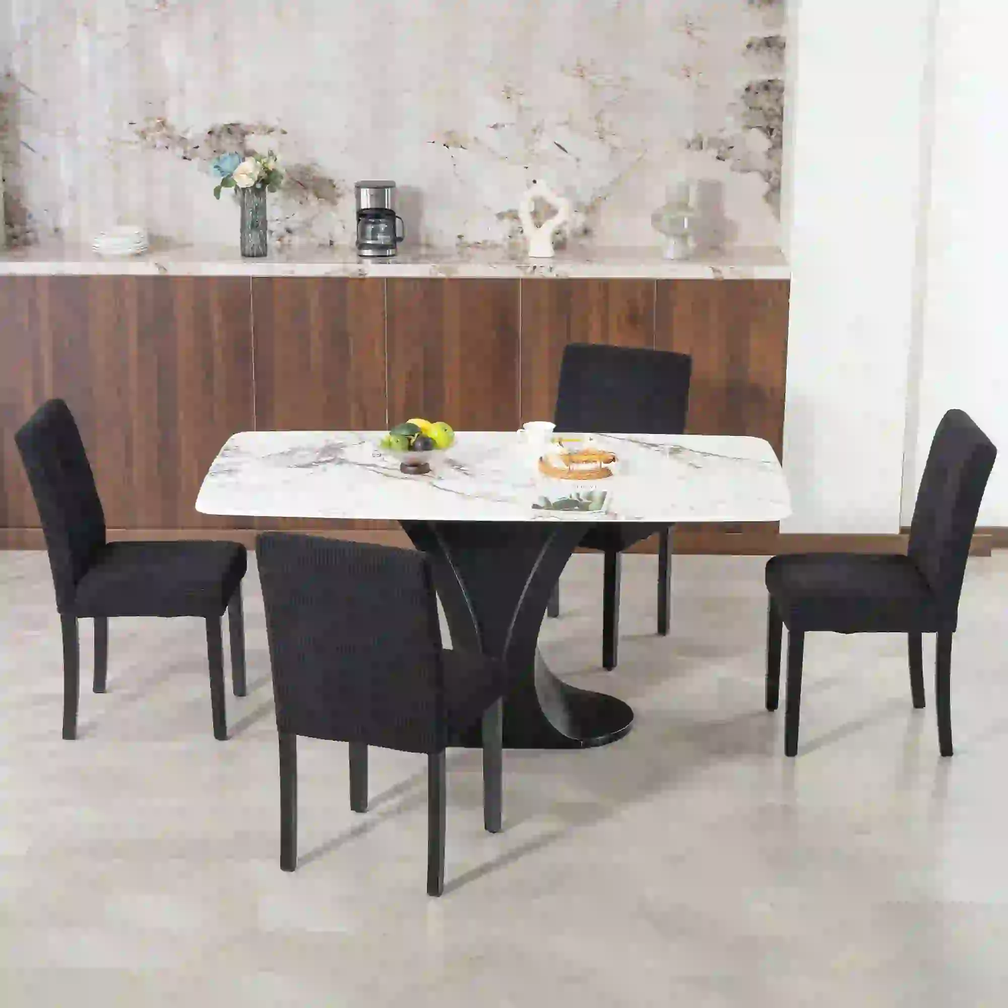 Modern Dining Chairs Set Of 4, Rubberwood Legs, Padded Seat, Black - Image 7