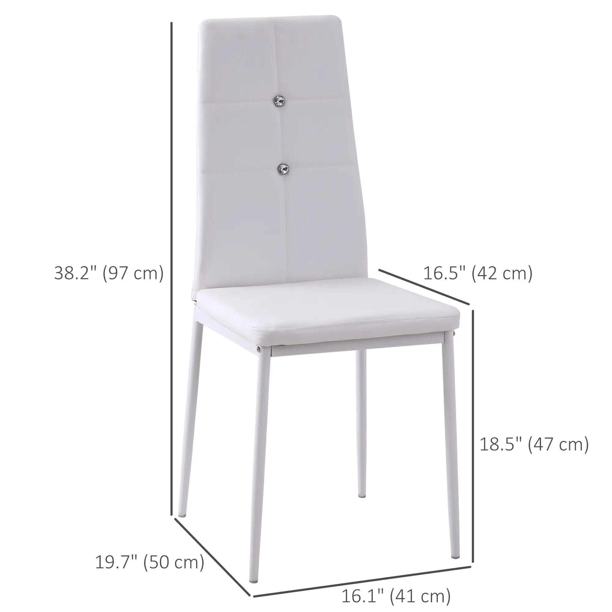 Modern Dining Chairs, Set of 4, Button Tufted High Back, White - Image 3