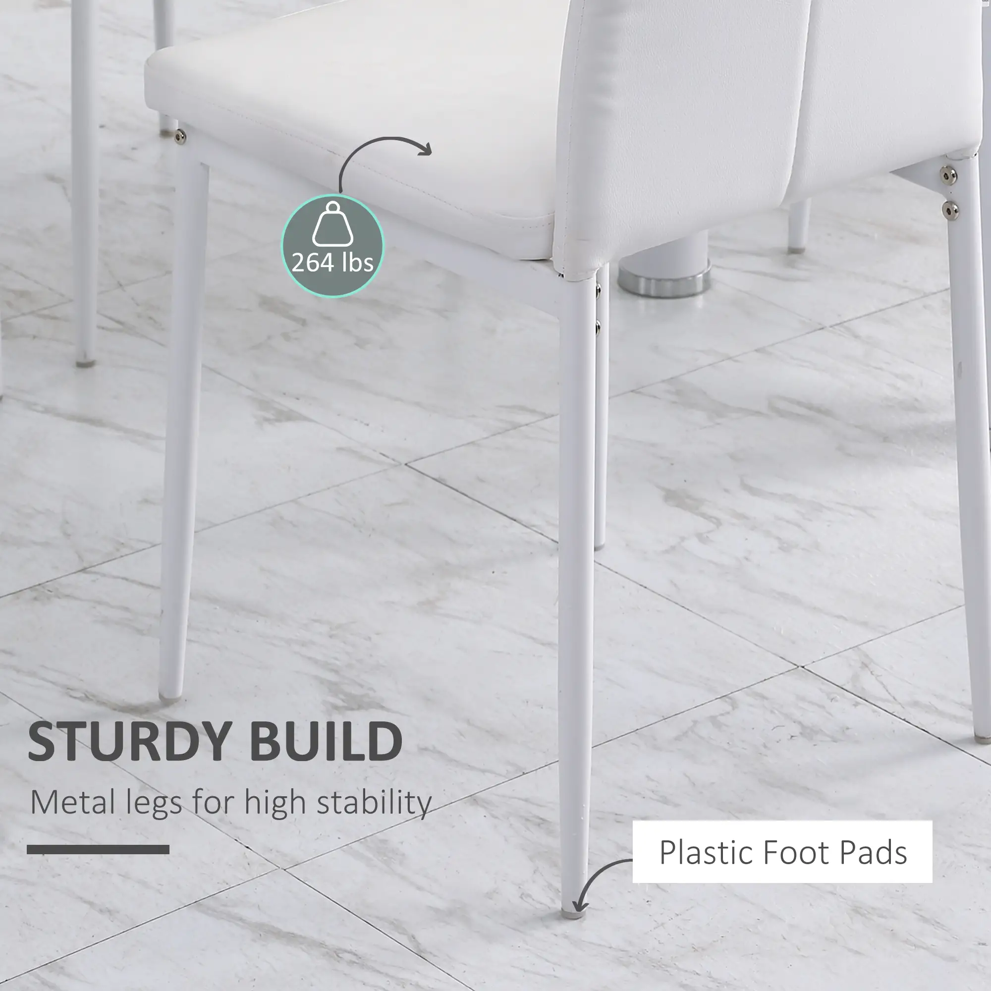 Modern Dining Chairs, Set of 4, Button Tufted High Back, White - Image 6