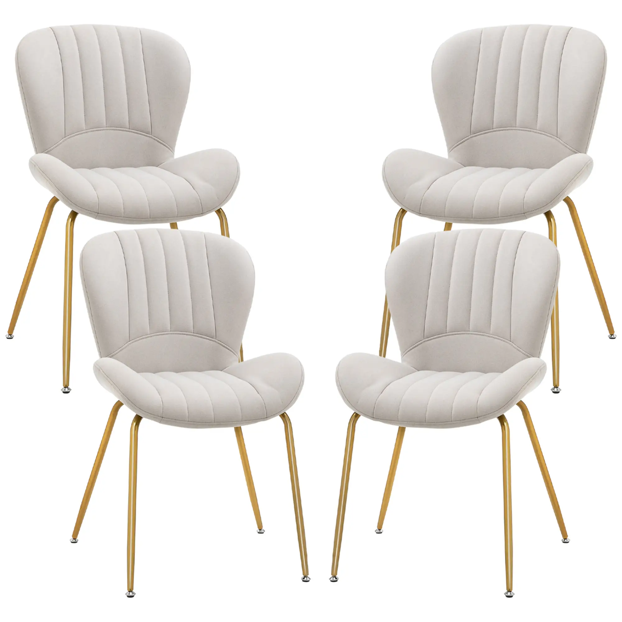 Modern Dining Chairs Set of 4, Cushioned Backrest, Cream White