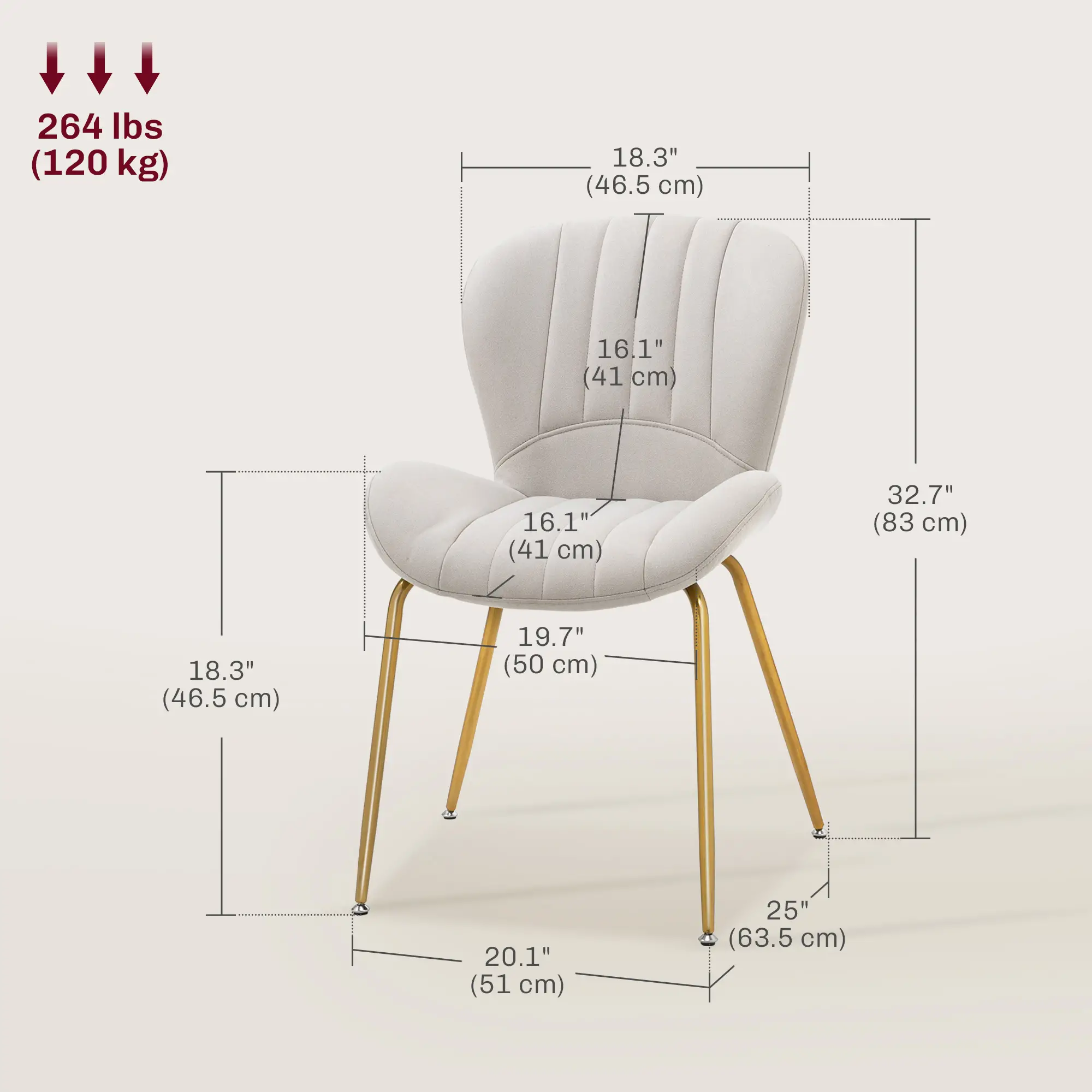 Modern Dining Chairs Set of 4, Cushioned Backrest, Cream White - Image 3