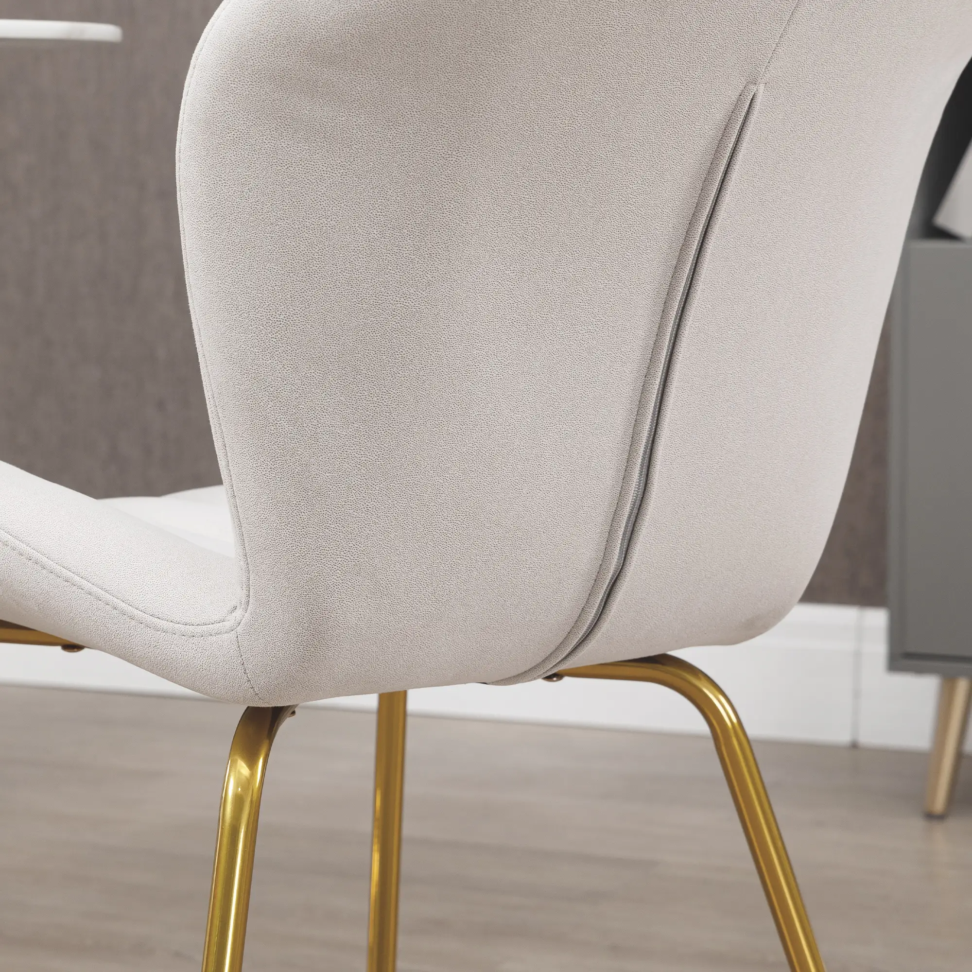 Modern Dining Chairs Set of 4, Cushioned Backrest, Cream White - Image 9