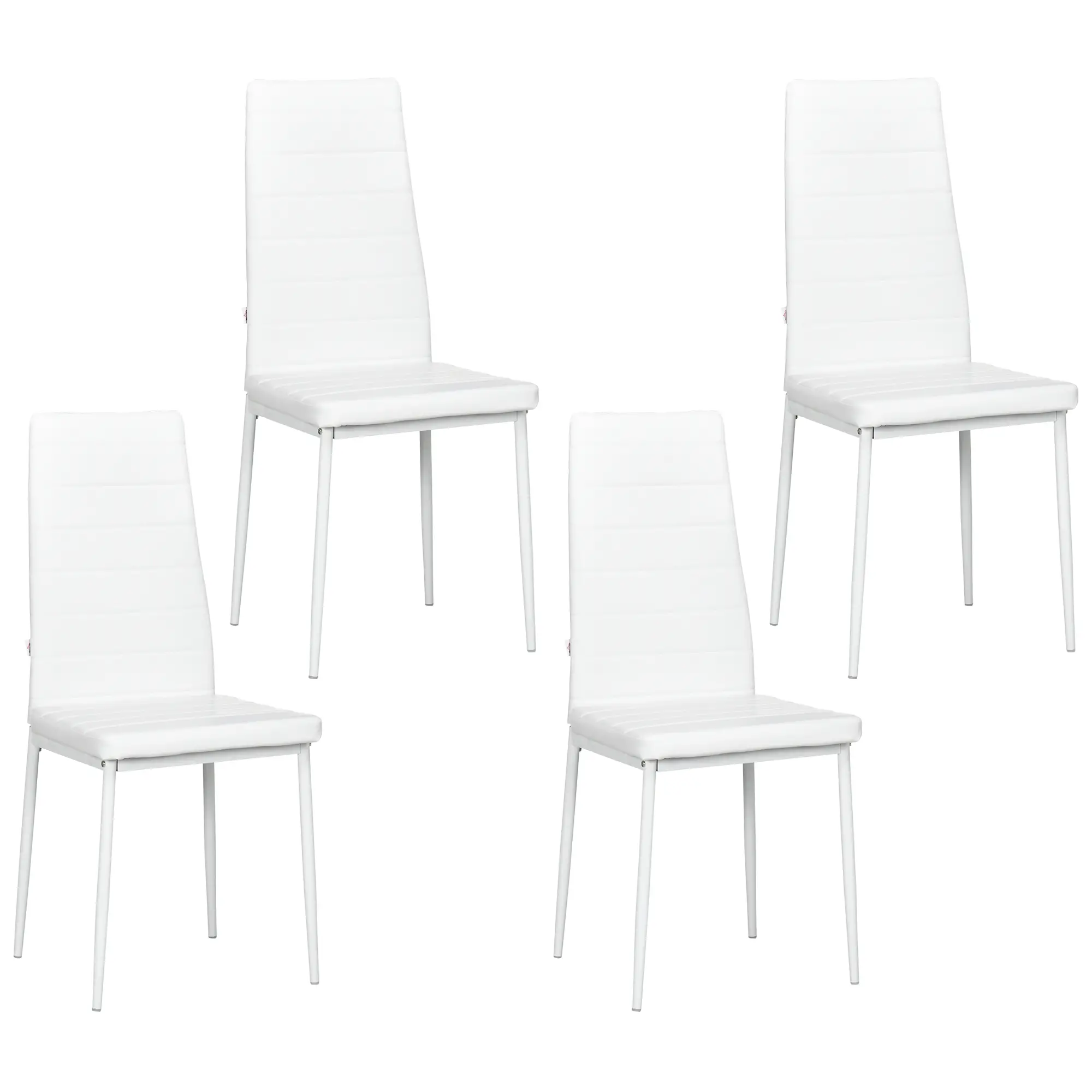 Modern Dining Chairs, Set of 4, High Back PU Leather, White