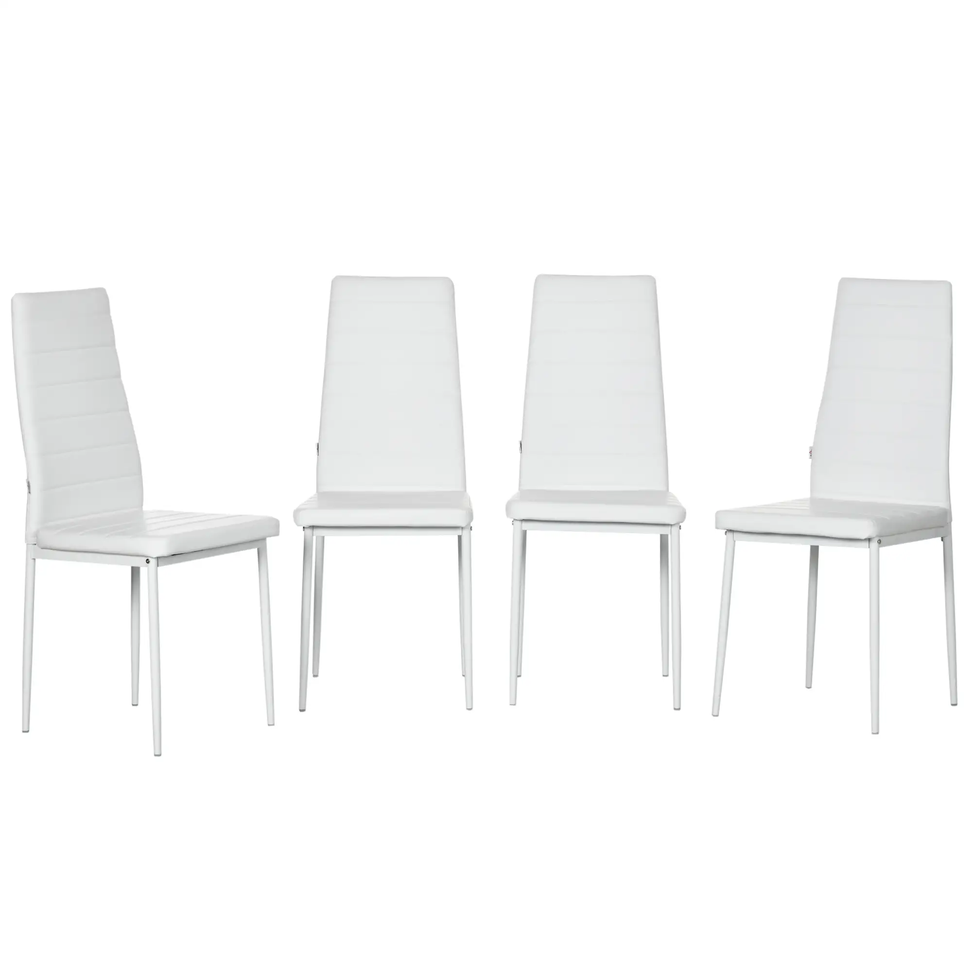 Modern Dining Chairs, Set of 4, High Back PU Leather, White - Image 10