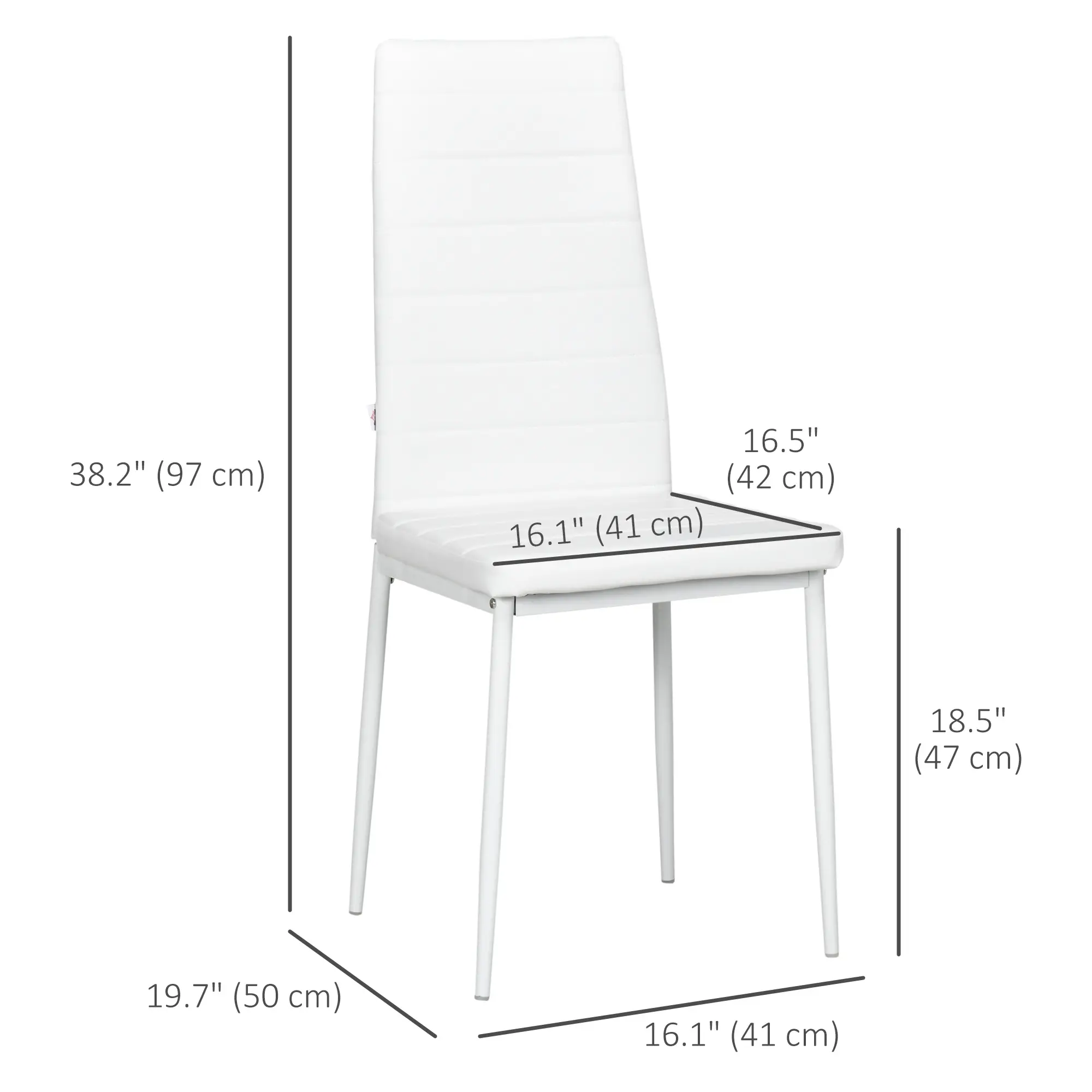 Modern Dining Chairs, Set of 4, High Back PU Leather, White - Image 3