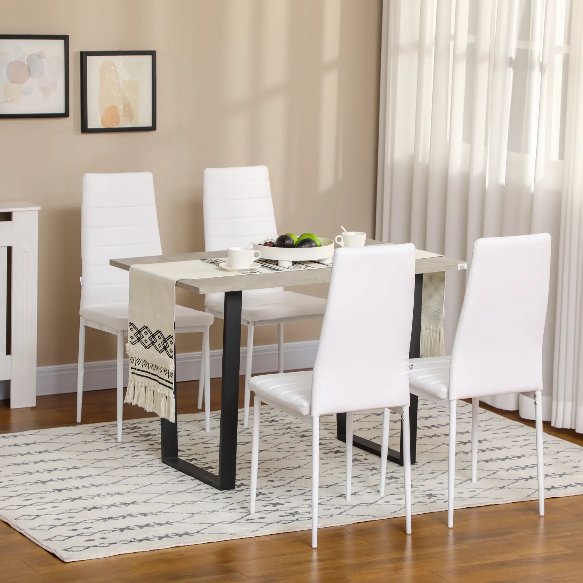 Modern Dining Chairs, Set of 4, High Back PU Leather, White - Image 7