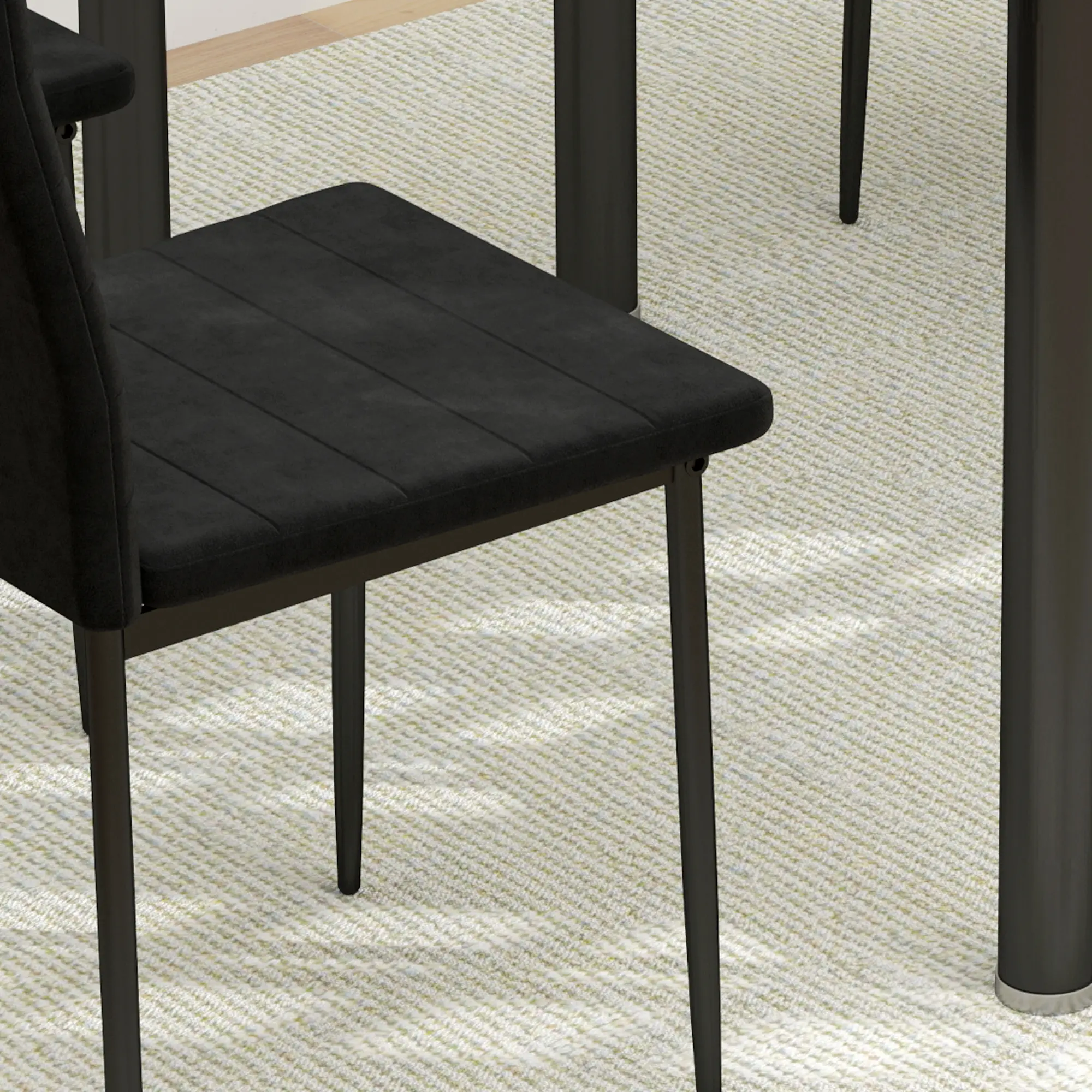Modern Dining Chairs, Set of 4, High Back Upholstery, Metal Legs, Black - Image 10