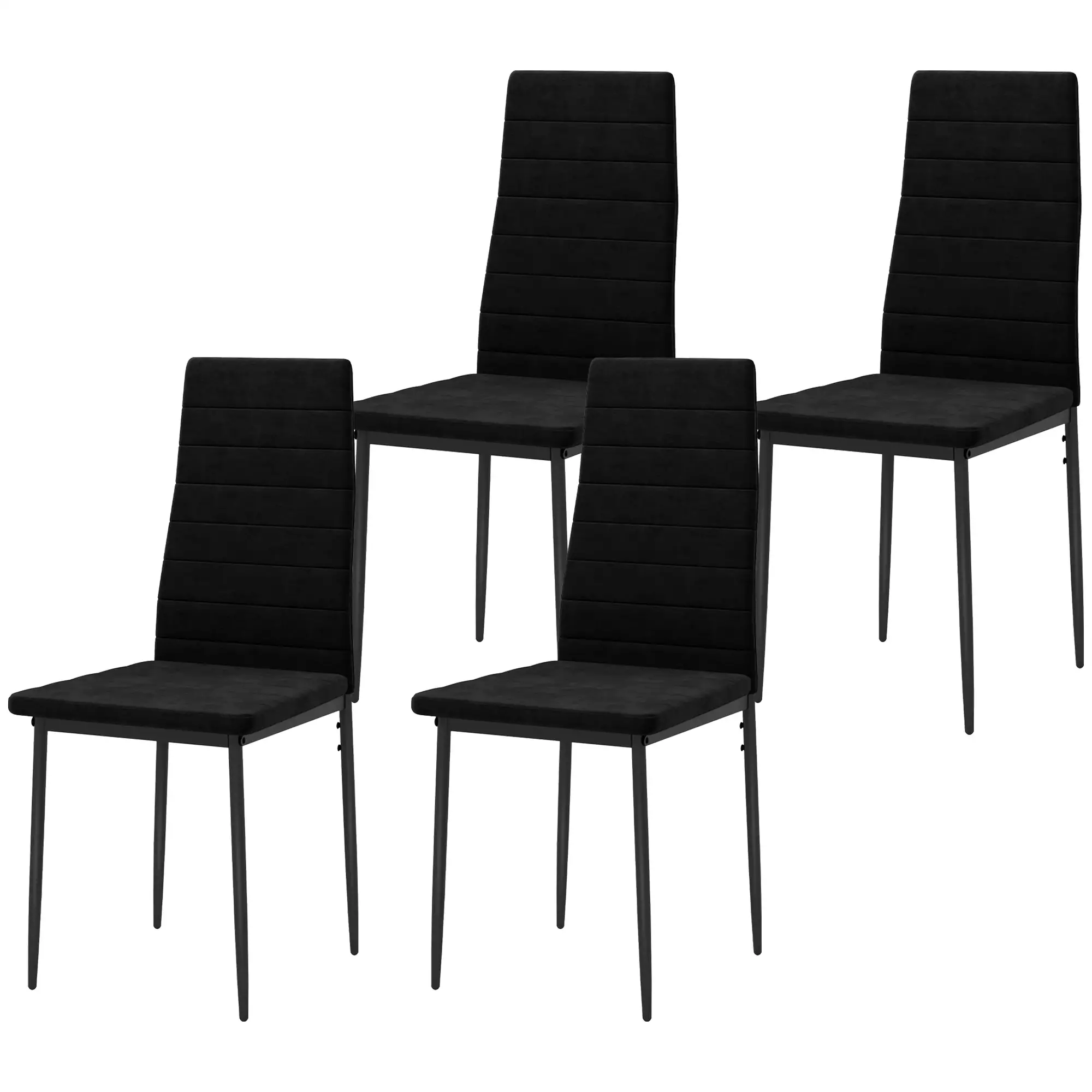 Modern Dining Chairs, Set of 4, High Back Upholstery, Metal Legs, Black - Image 11