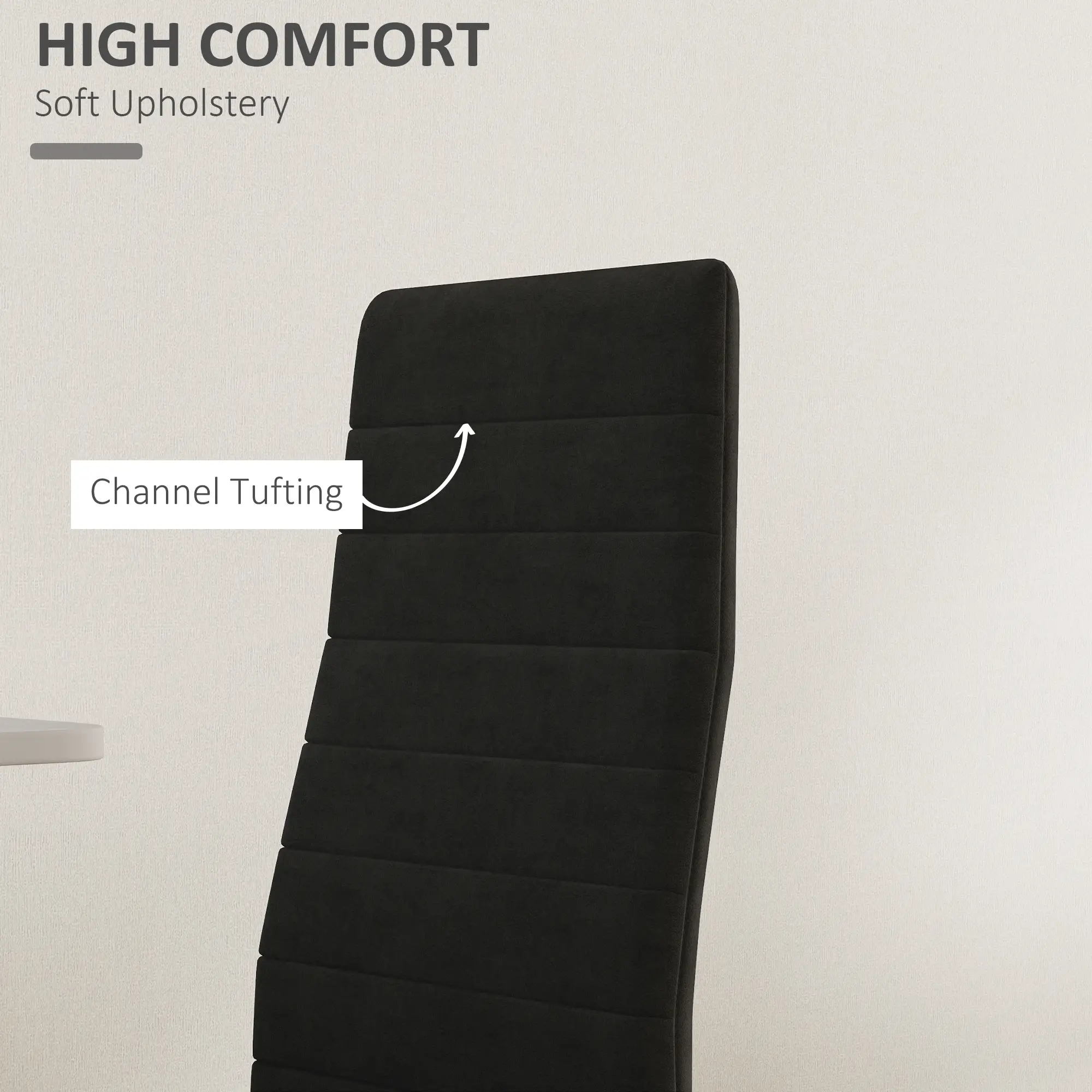 Modern Dining Chairs, Set of 4, High Back Upholstery, Metal Legs, Black - Image 6