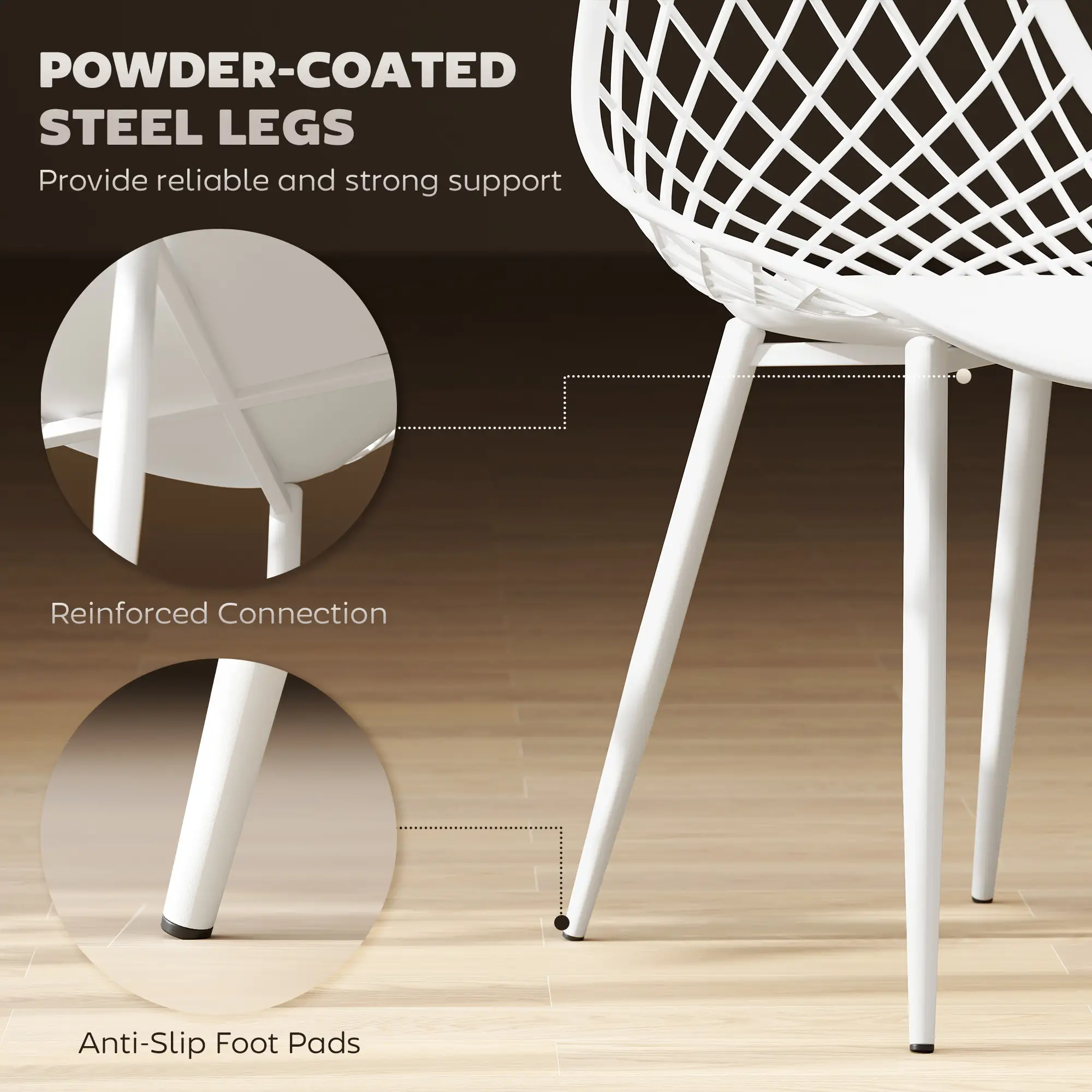 Modern Dining Chairs Set of 4, Plastic with Metal Legs, White - Image 5