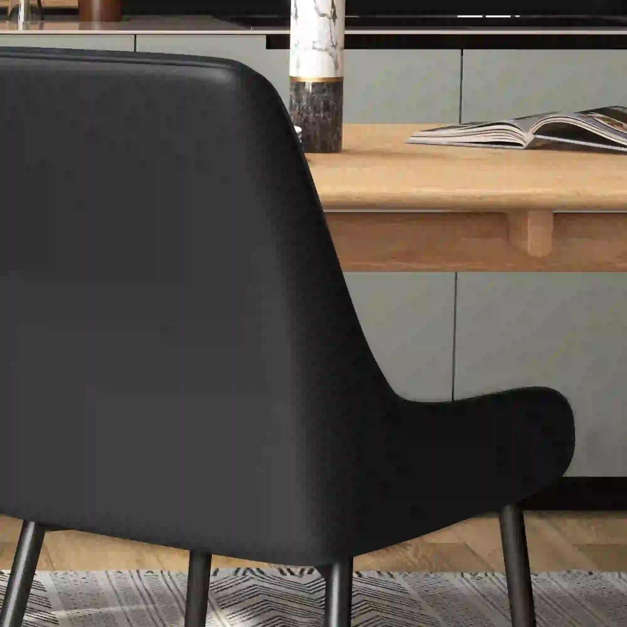 Modern Dining Chairs Set of 4, PU Leather, Metal Legs, Black - Image 10