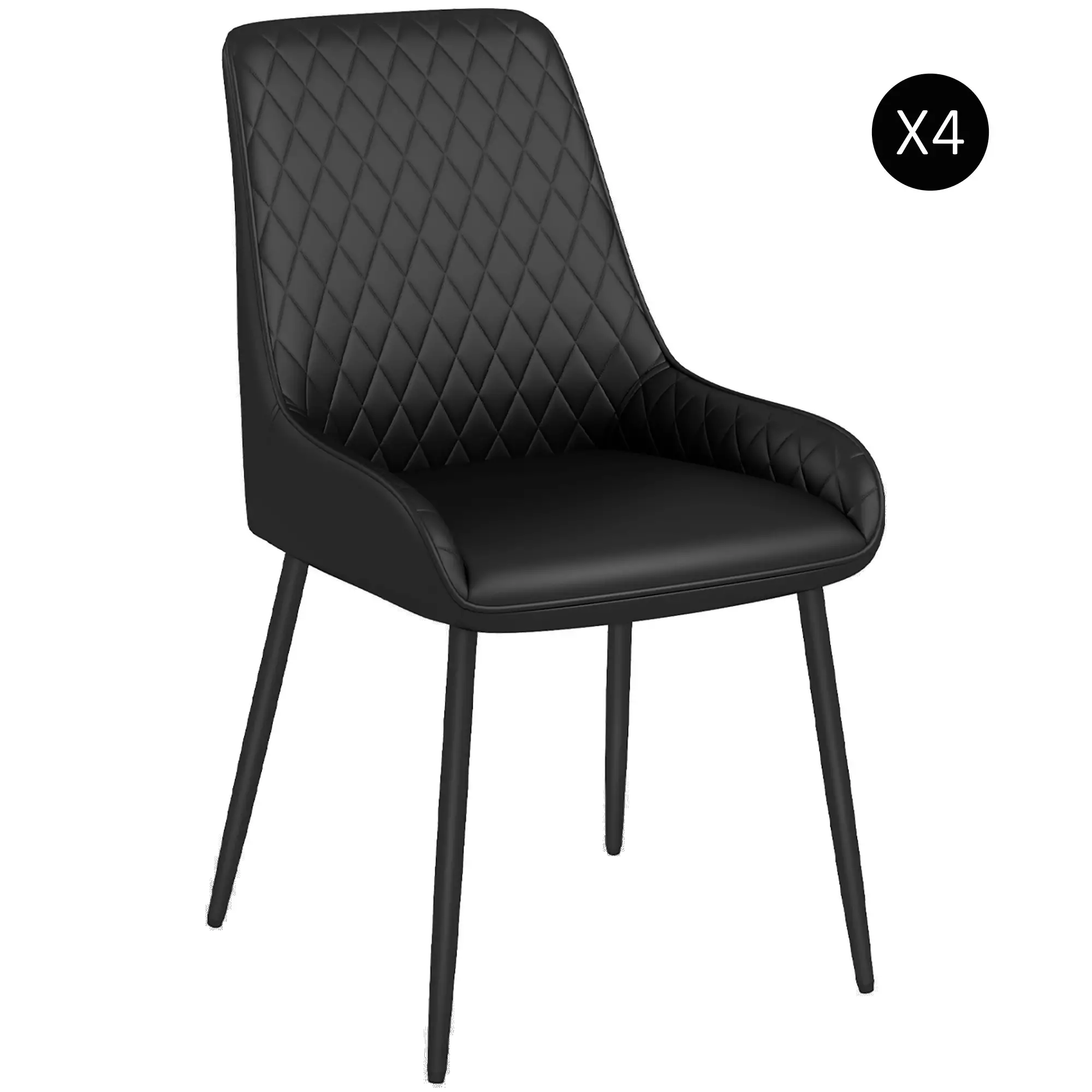 Modern Dining Chairs Set of 4, PU Leather, Metal Legs, Black - Image 11