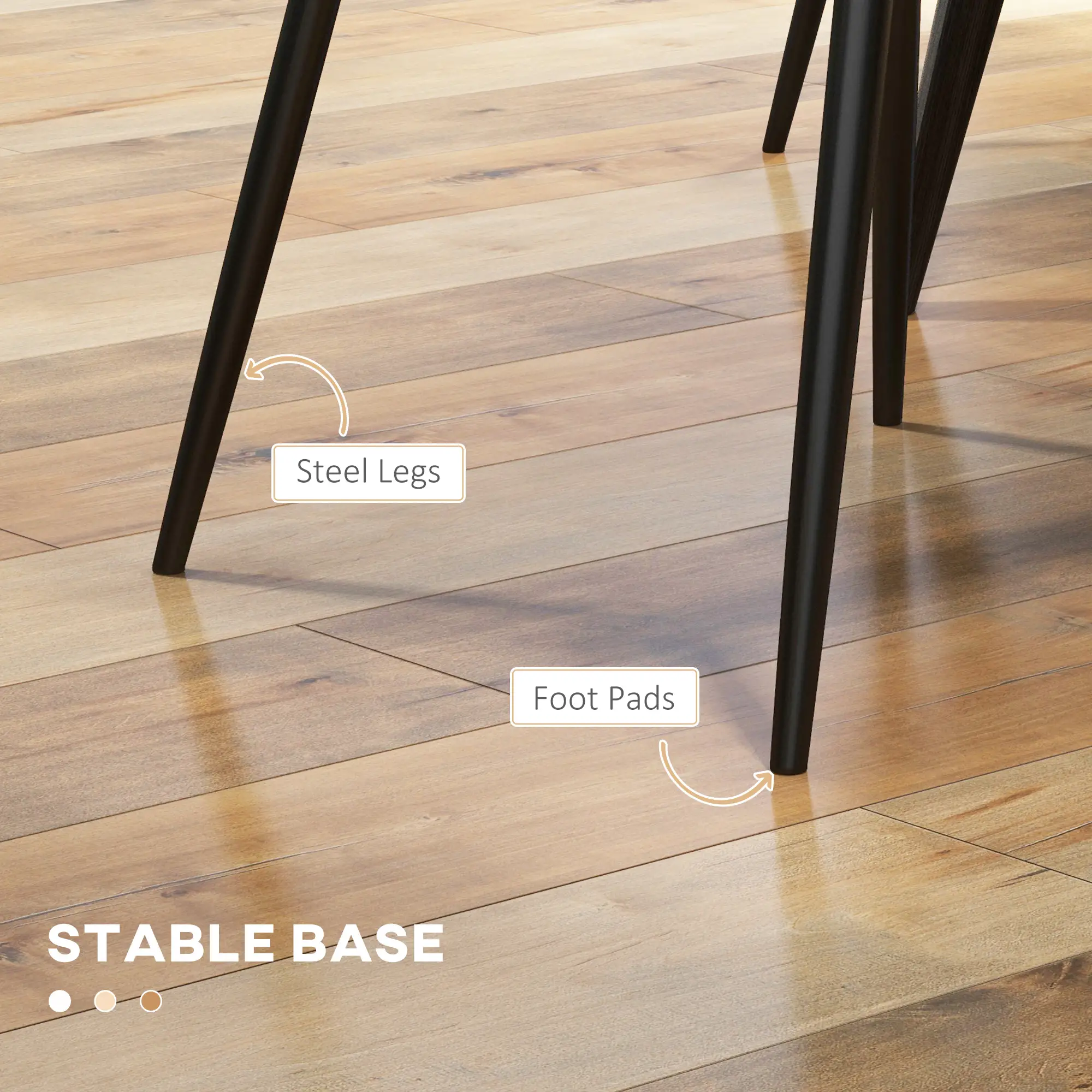Modern Dining Chairs Set of 4, PU Leather, Metal Legs, Black - Image 6