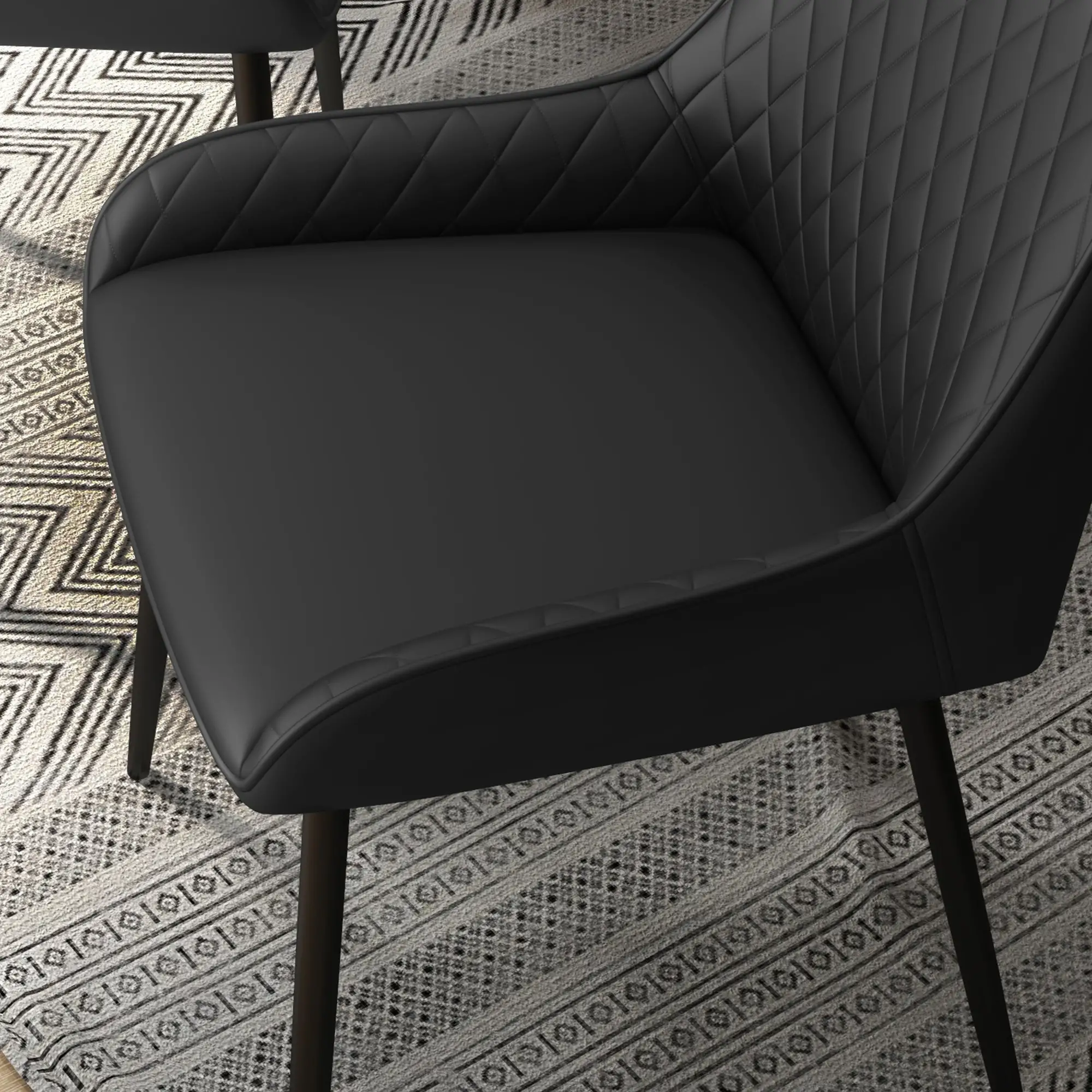 Modern Dining Chairs Set of 4, PU Leather, Metal Legs, Black - Image 9