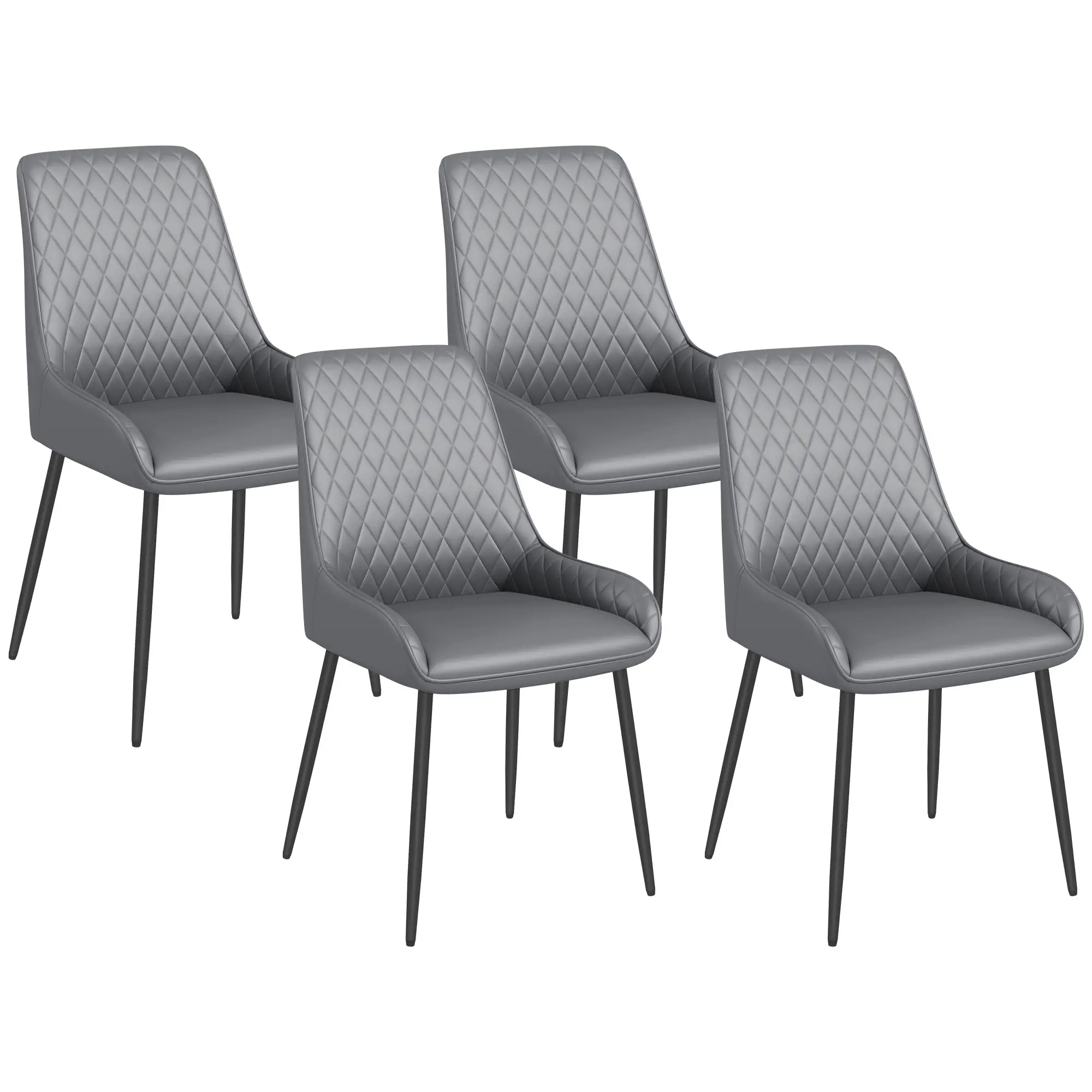 Modern Dining Chairs Set of 4, PU Leather, Metal Legs, Grey - Image 11