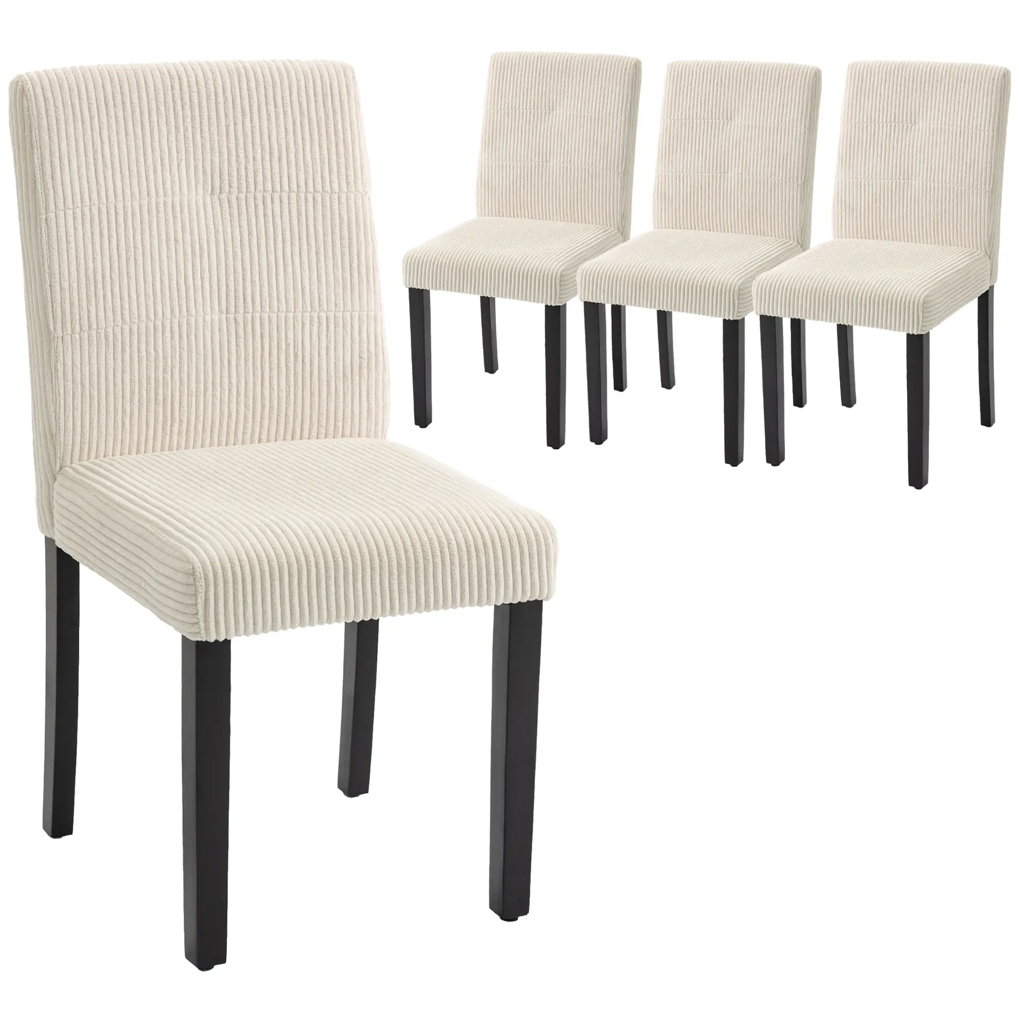 Modern Dining Chairs Set of 4, Rubberwood Legs, Padded Seat, Beige - Image 11