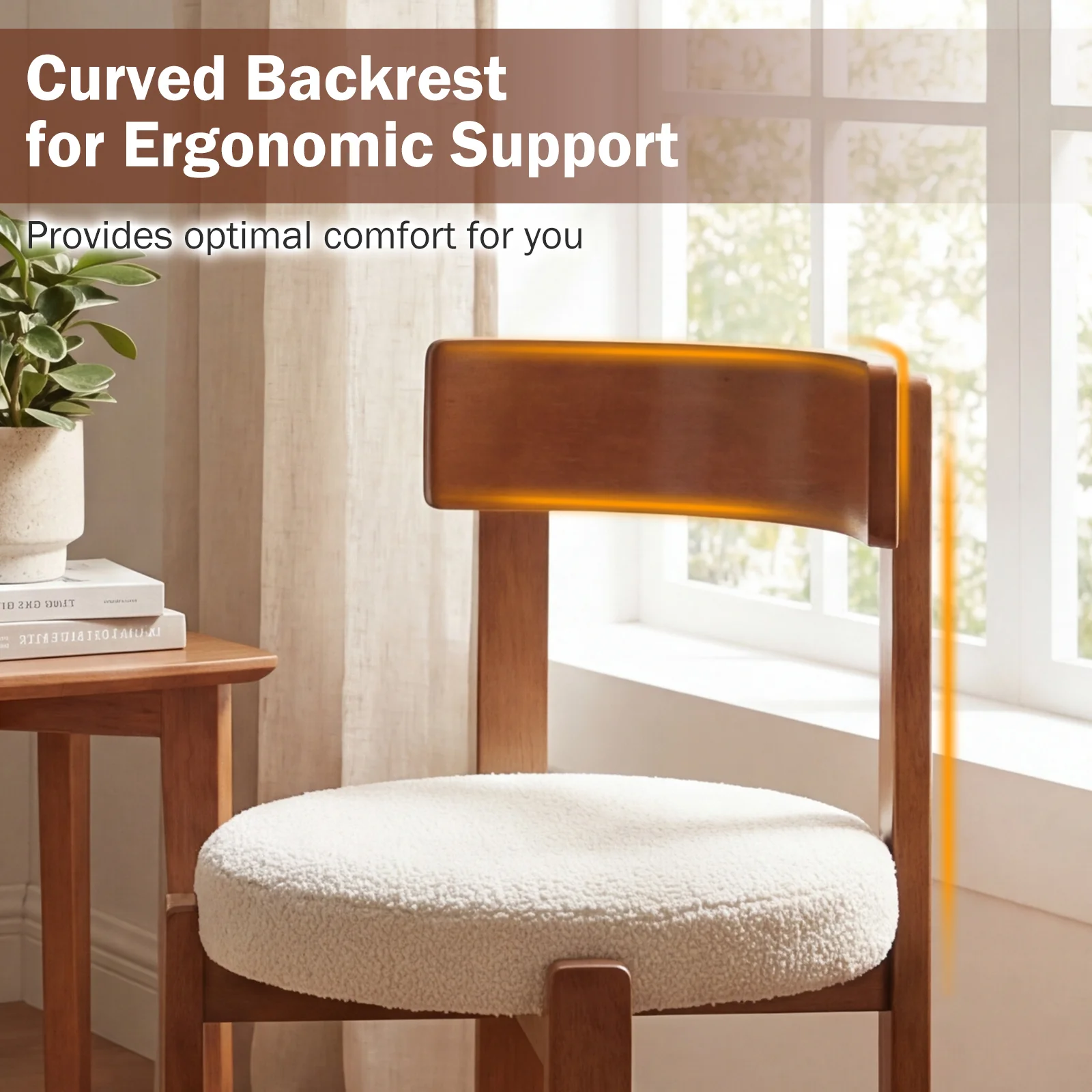 Modern Dining Chairs, Set of 4, Solid Rubber Wood Legs, Brown - Image 7