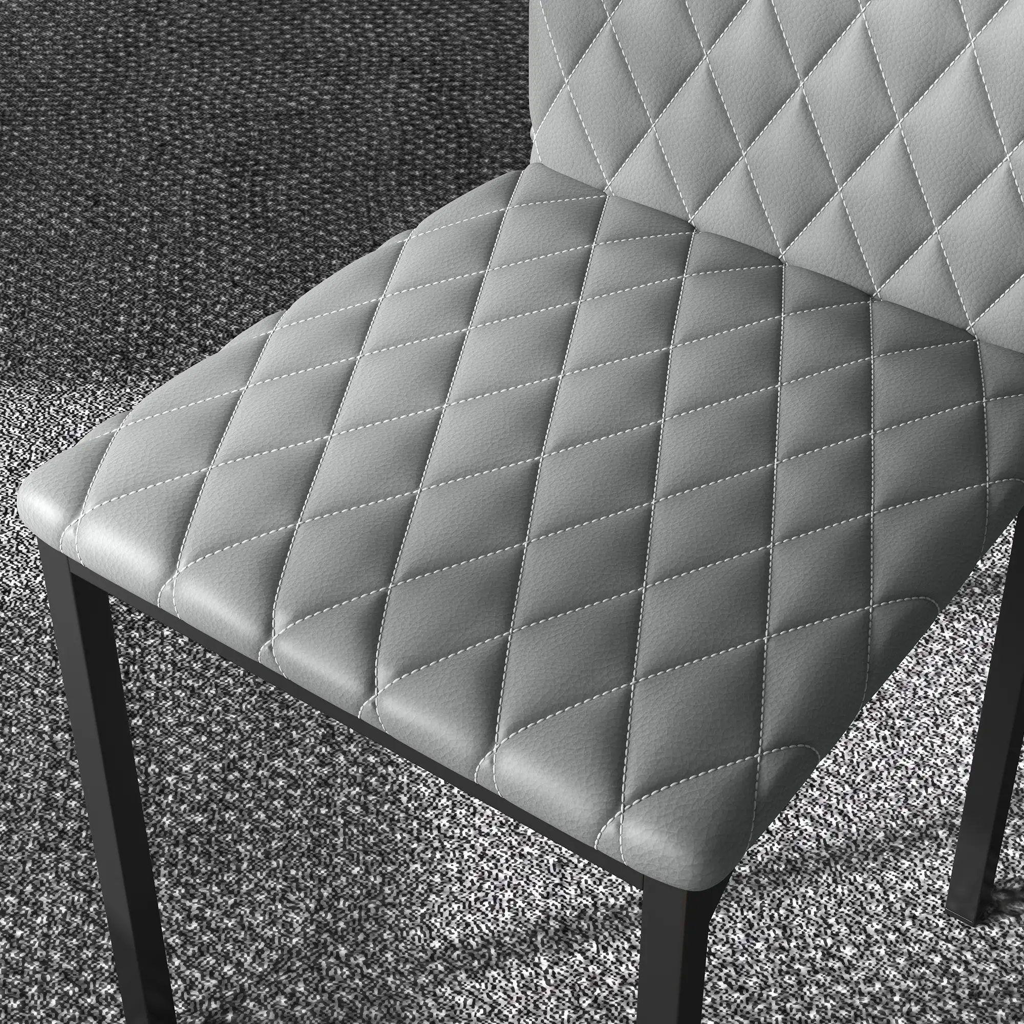 Modern Dining Chairs Set of 4, Tufted High Back, Upholstered Seat, Steel Legs - Image 10