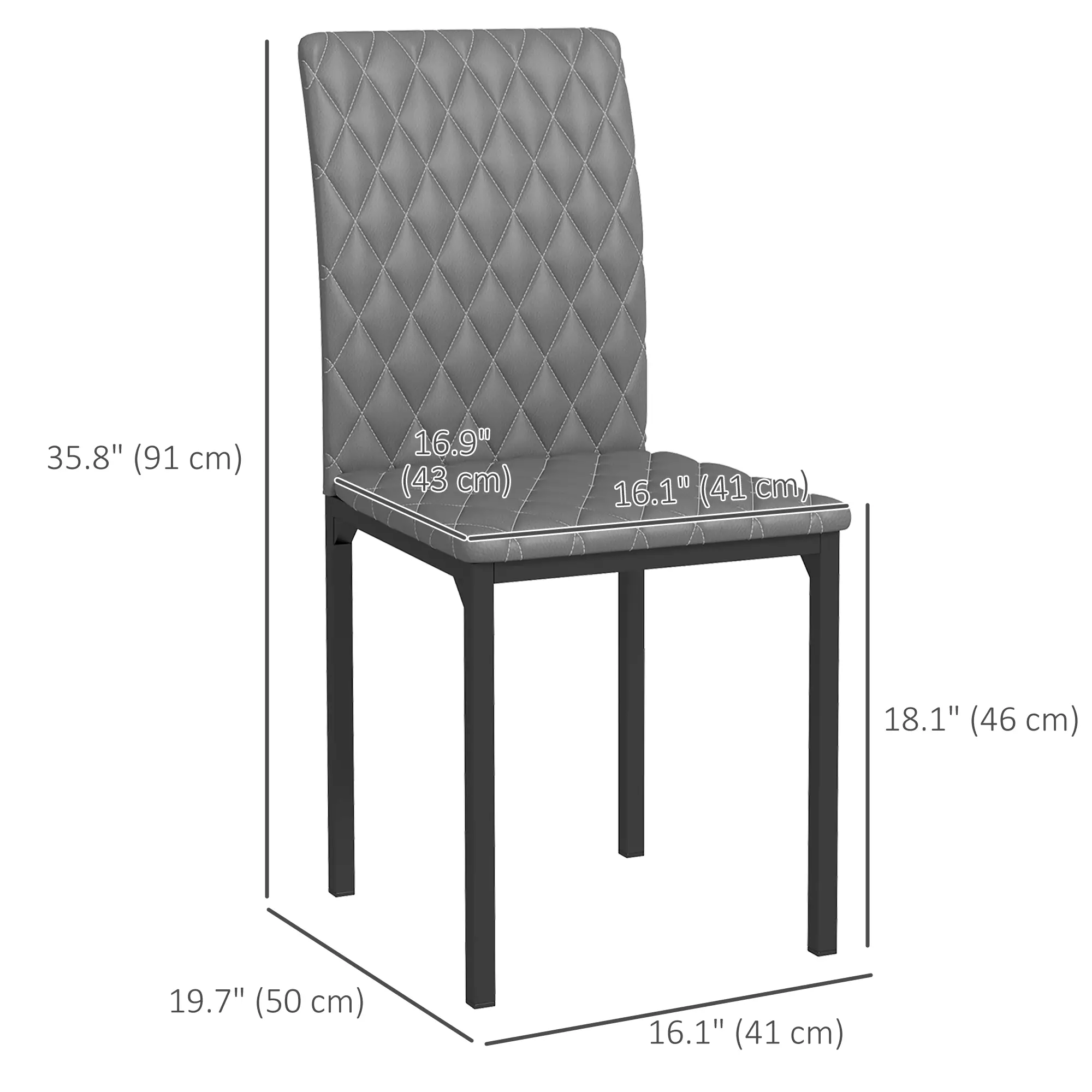 Modern Dining Chairs Set of 4, Tufted High Back, Upholstered Seat, Steel Legs - Image 3