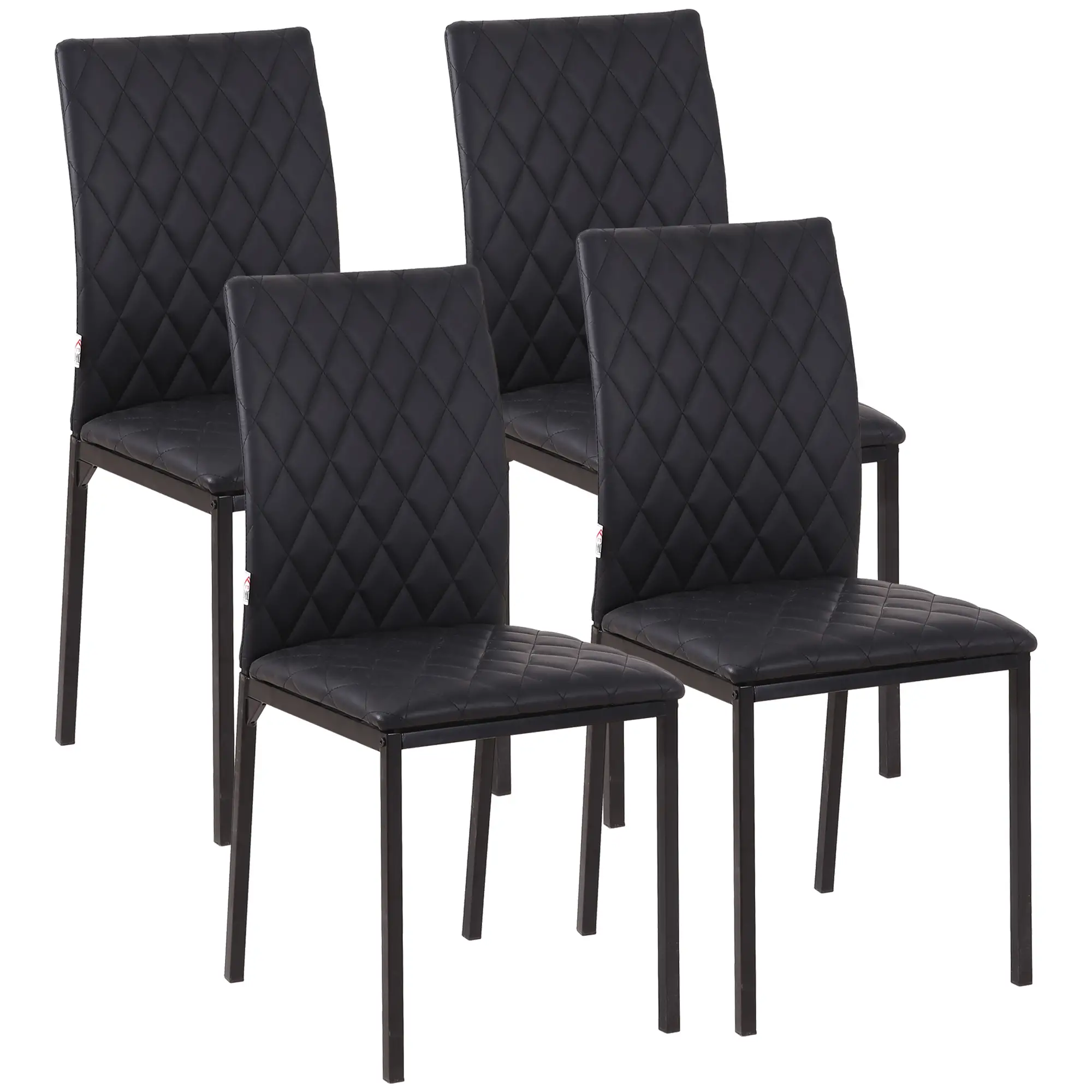 Modern Dining Chairs Set of 4, Upholstered Faux Leather, Black