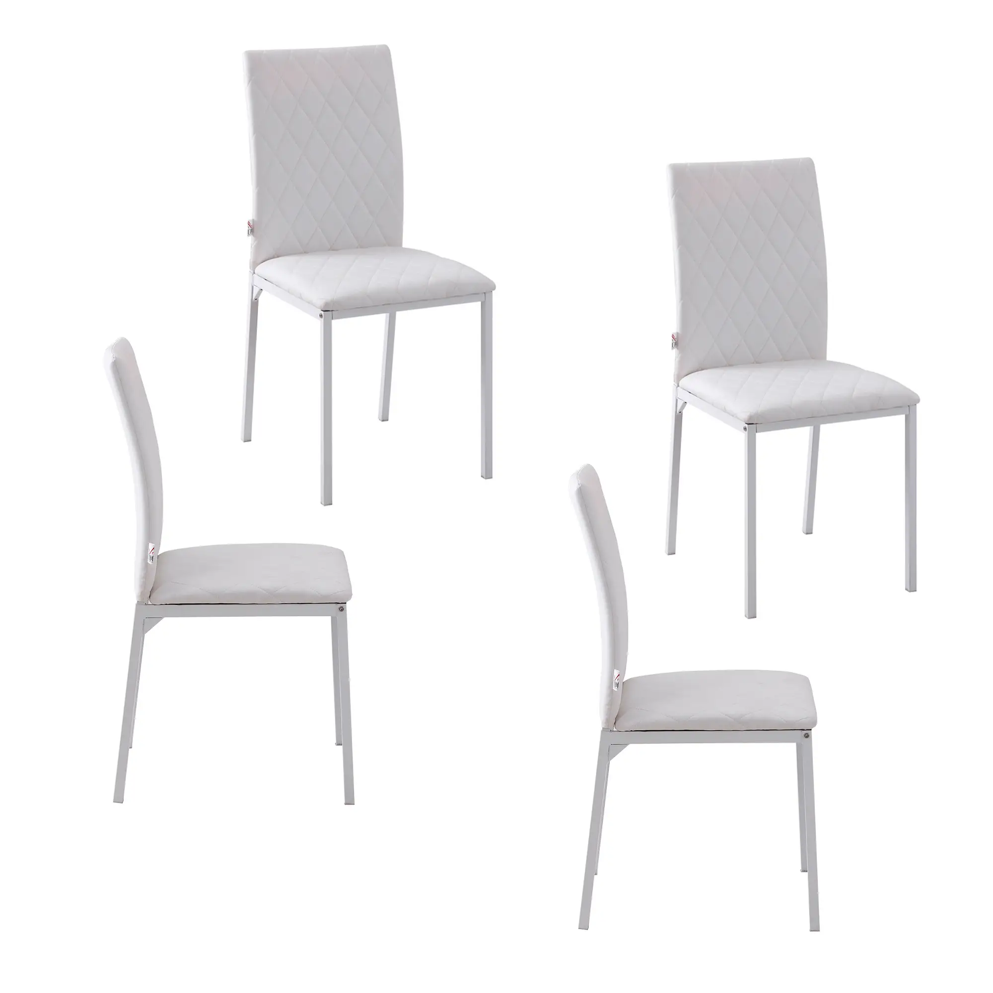 Modern Dining Chairs Set of 4, Upholstered Faux Leather, White - Image 11