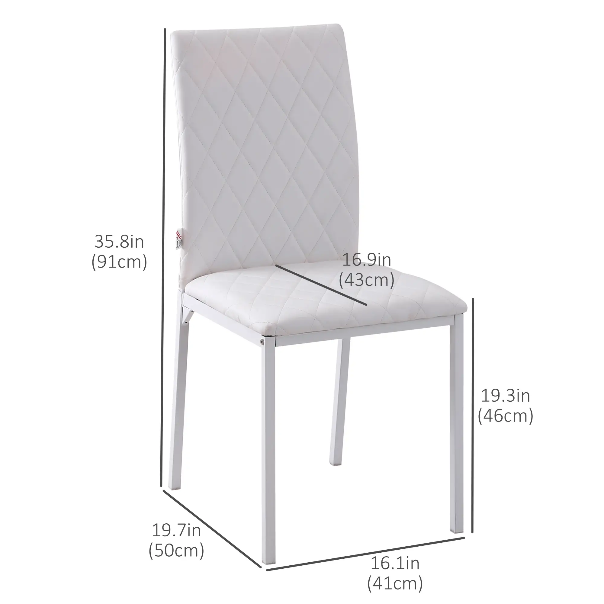 Modern Dining Chairs Set of 4, Upholstered Faux Leather, White - Image 3